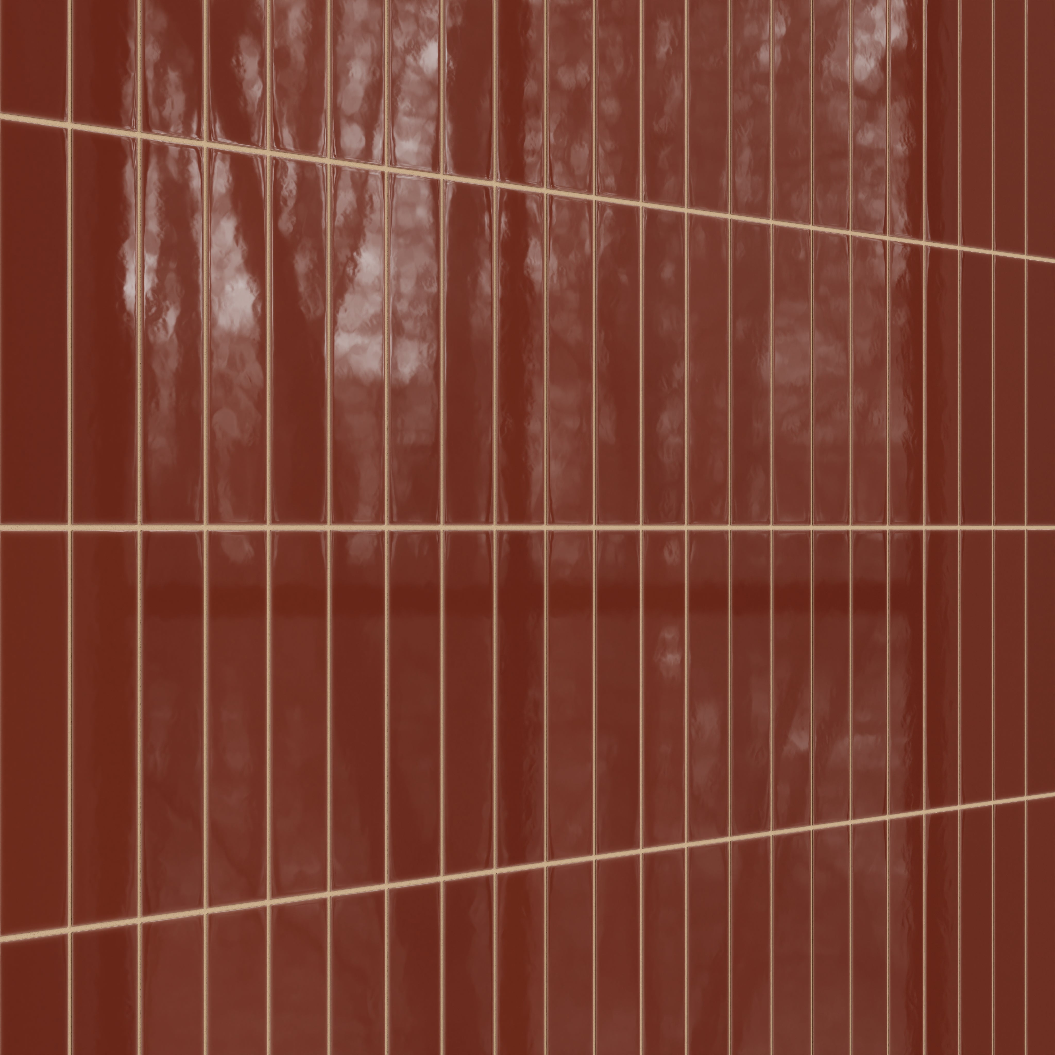 3x12 Natural Press Ceramic Tile in Carmine Gloss