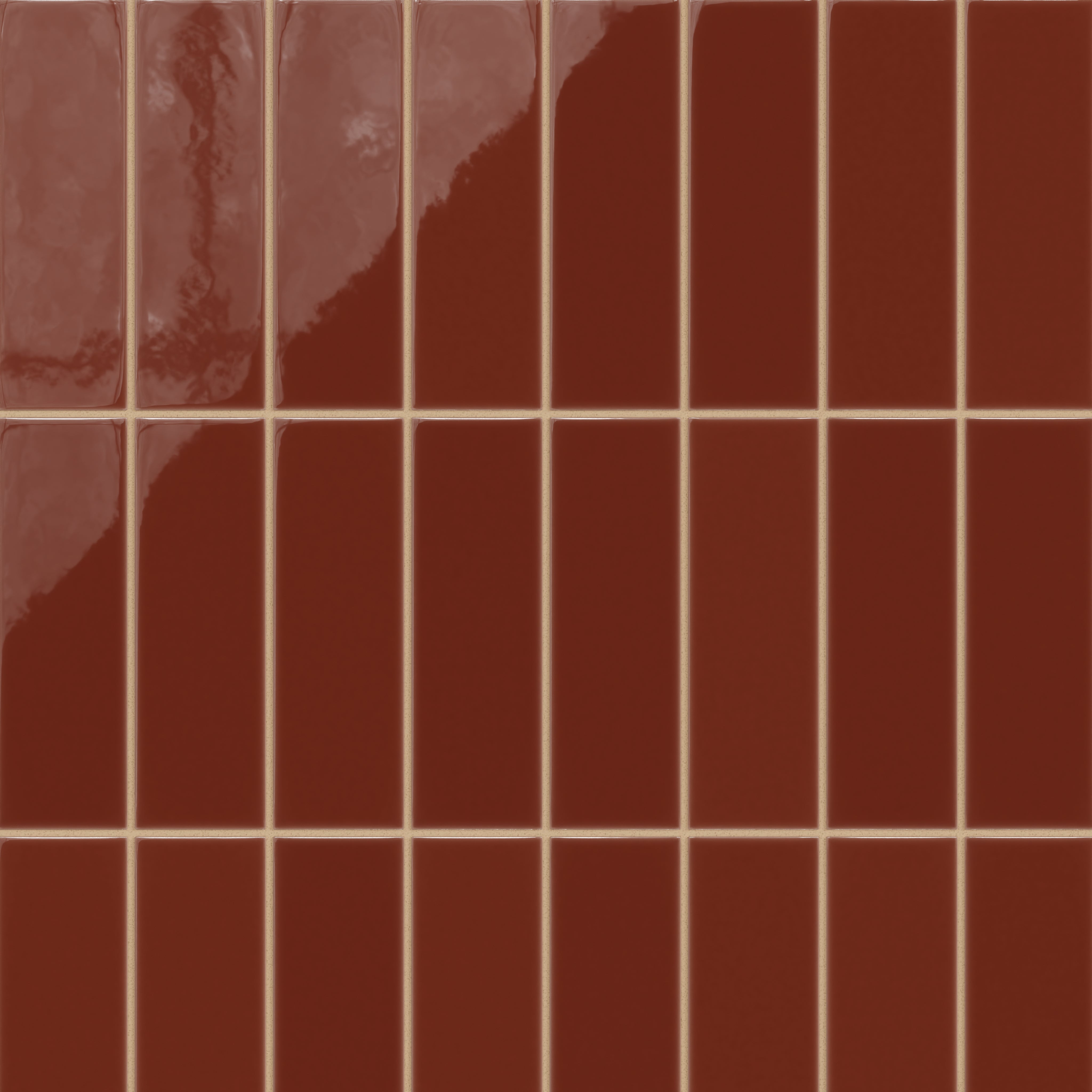 3x9 Natural Press Ceramic Tile in Carmine Gloss