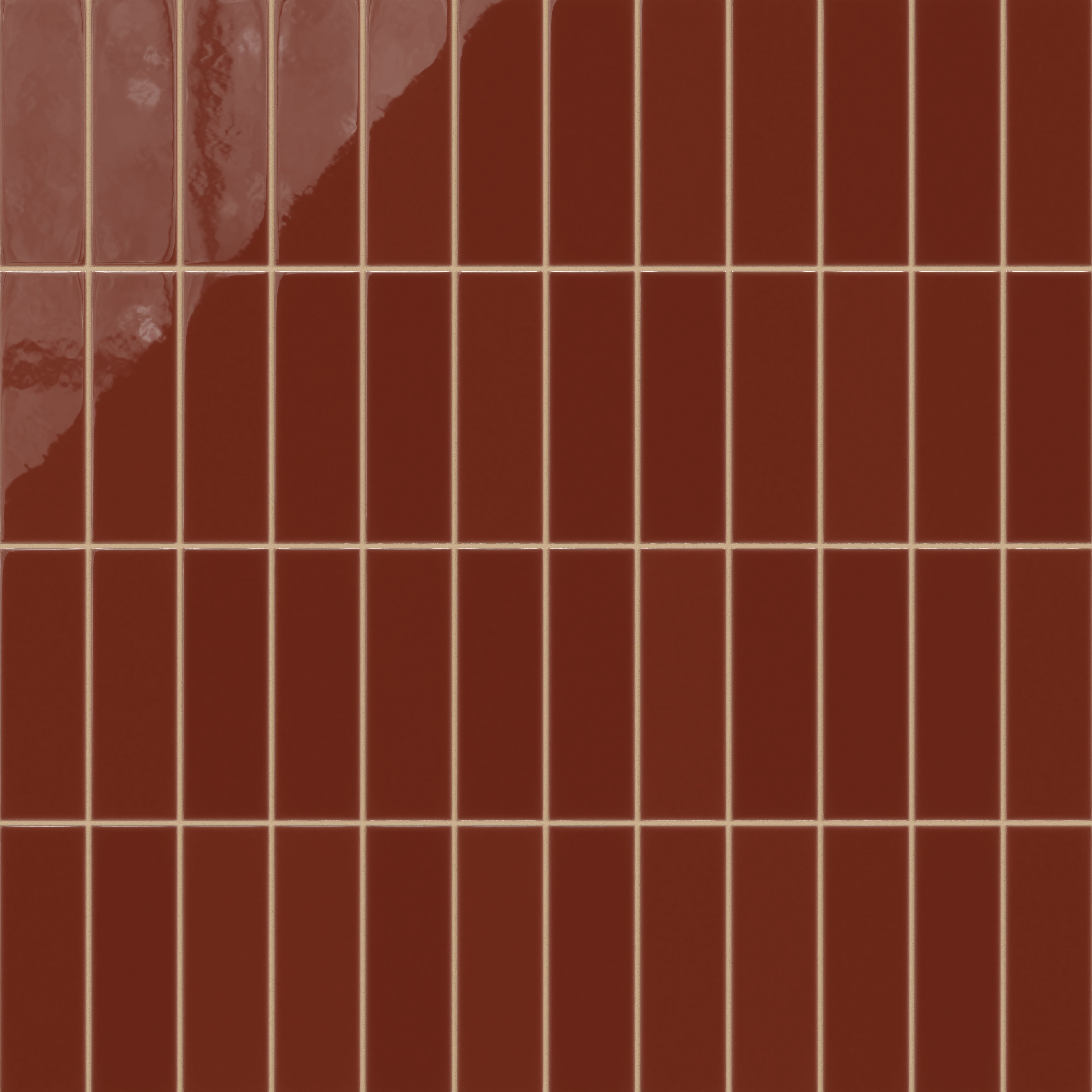 3x9 Natural Press Ceramic Tile in Carmine Gloss