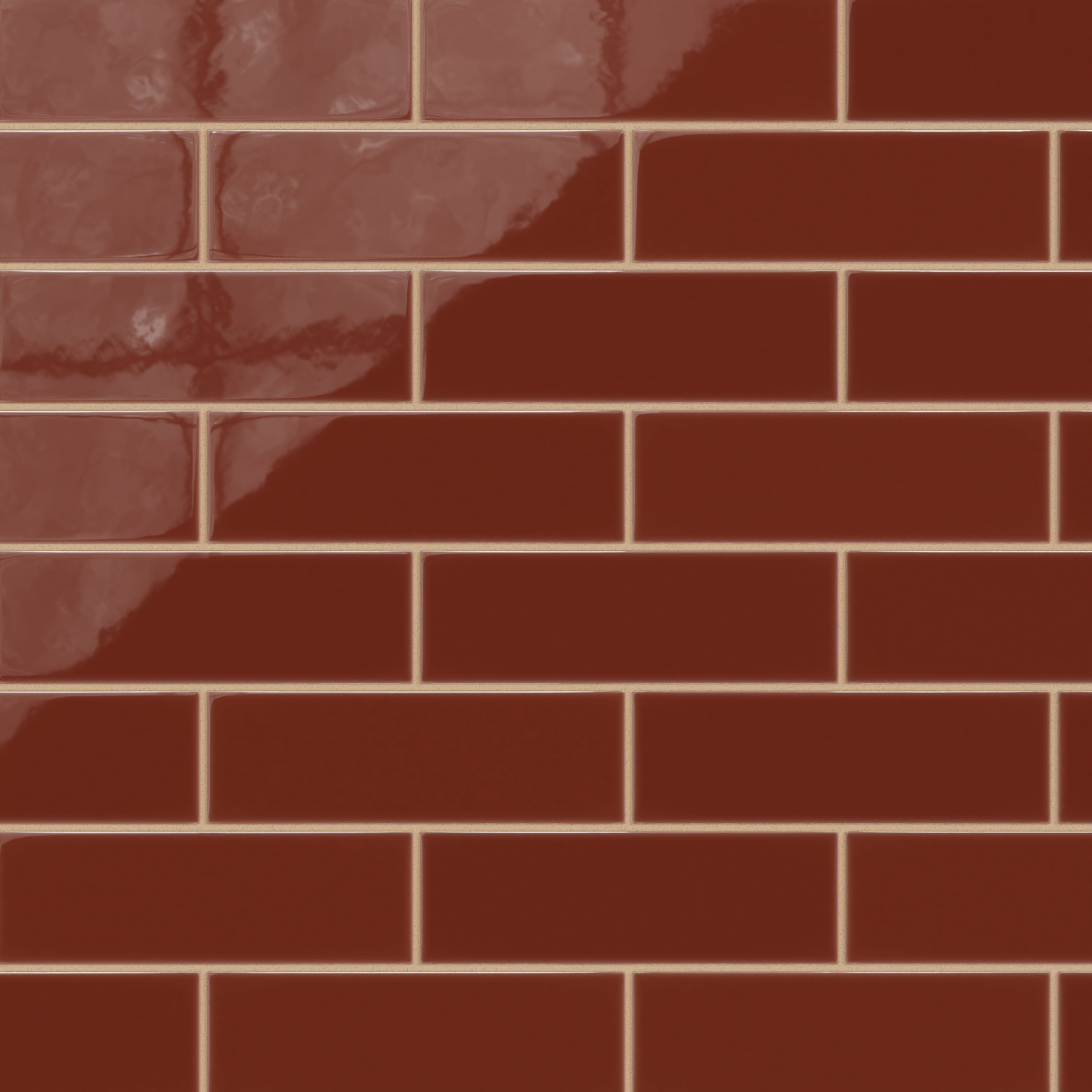 3x9 Natural Press Ceramic Tile in Carmine Gloss