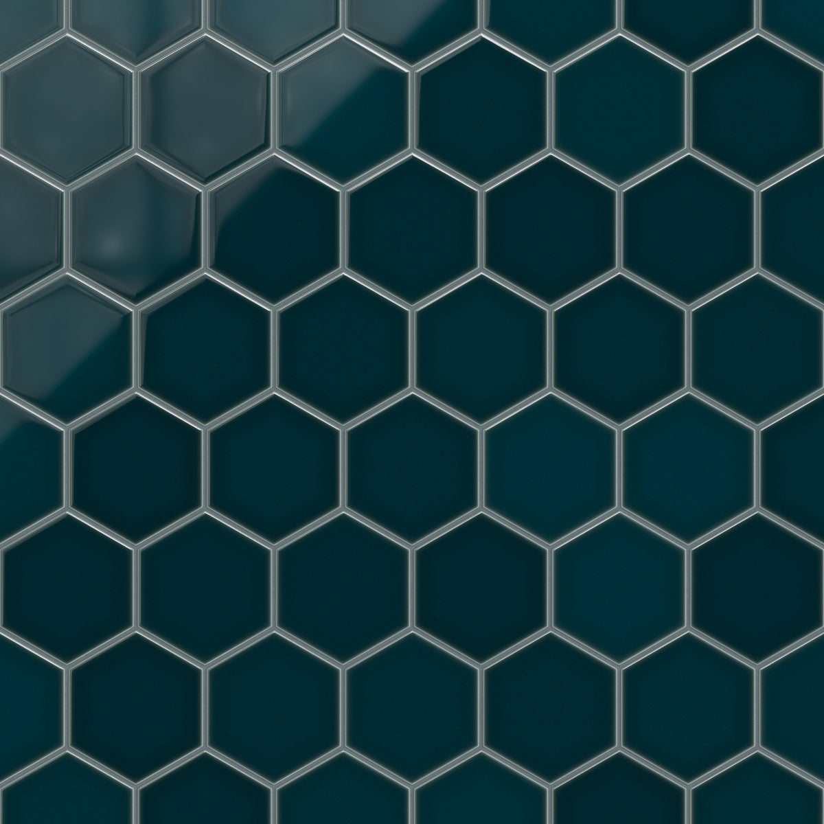 6" Hexagon Original Ceramic Tile in Caspian Sea Gloss