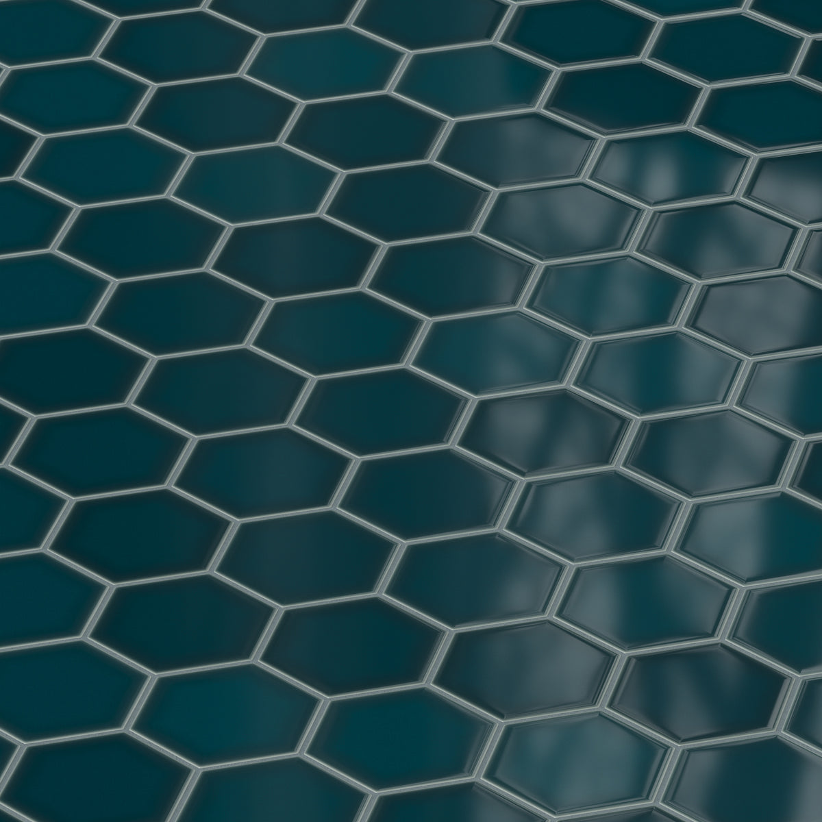 6" Hexagon Original Ceramic Tile in Caspian Sea Gloss
