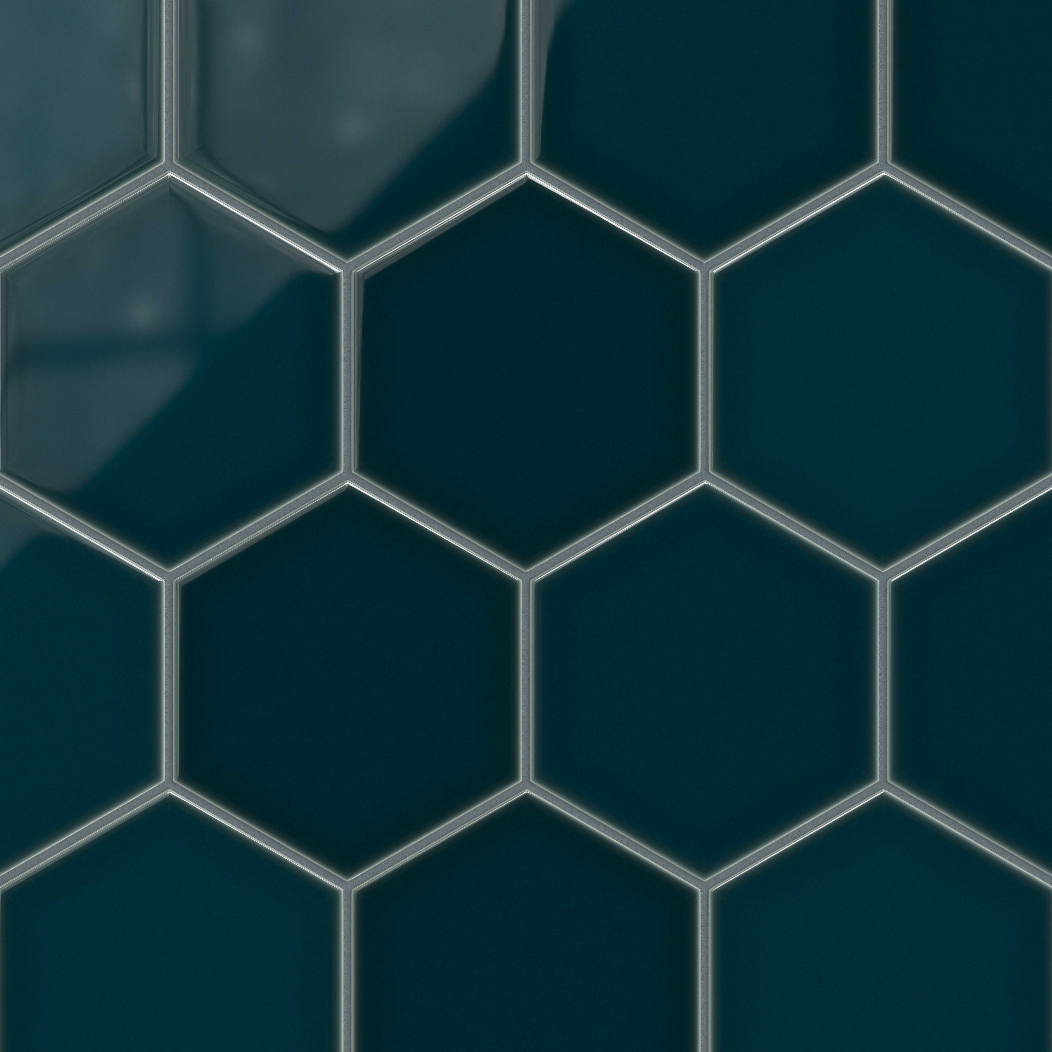 8" Hexagon Original Ceramic Tile in Caspian Sea Gloss