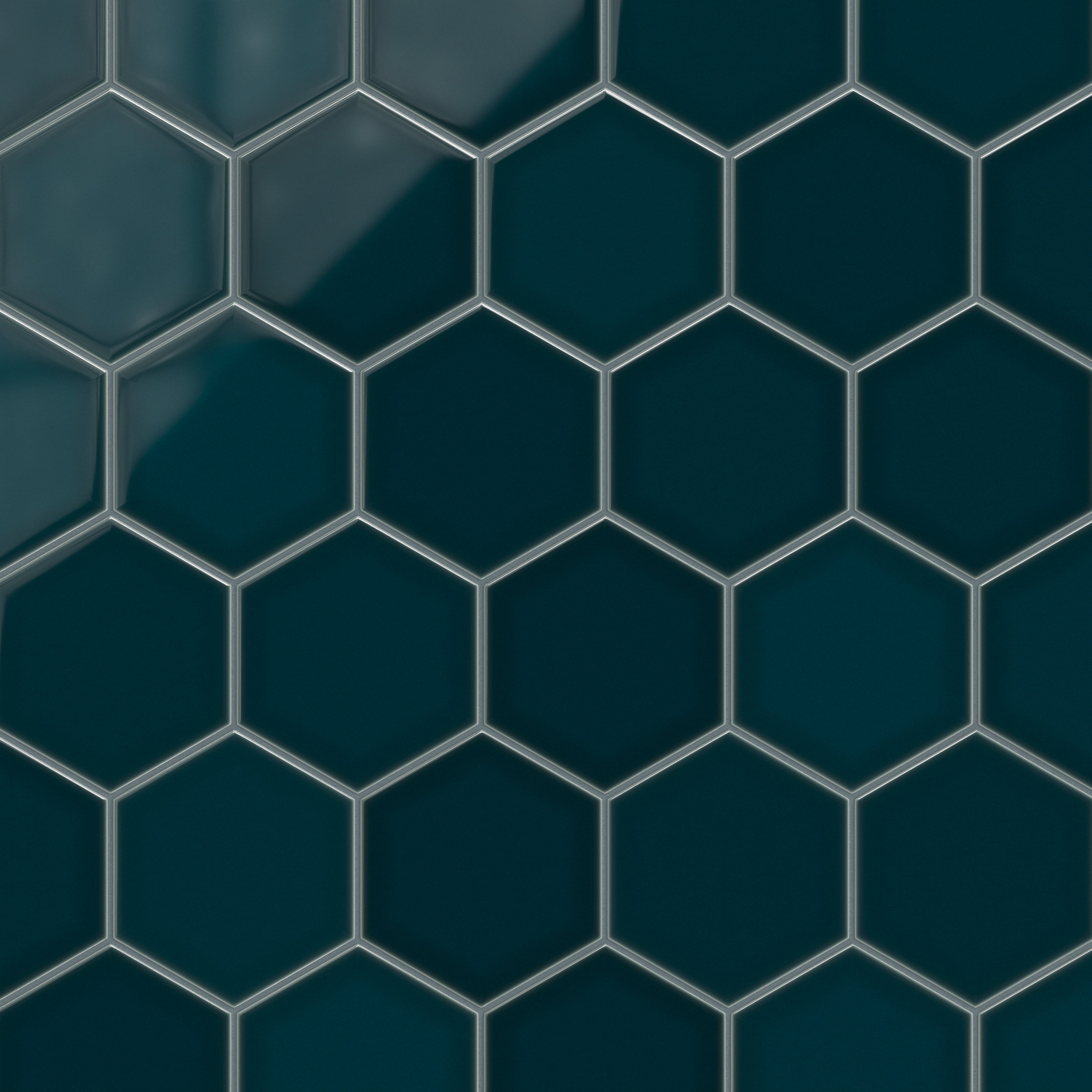 8" Hexagon Original Ceramic Tile in Caspian Sea Gloss