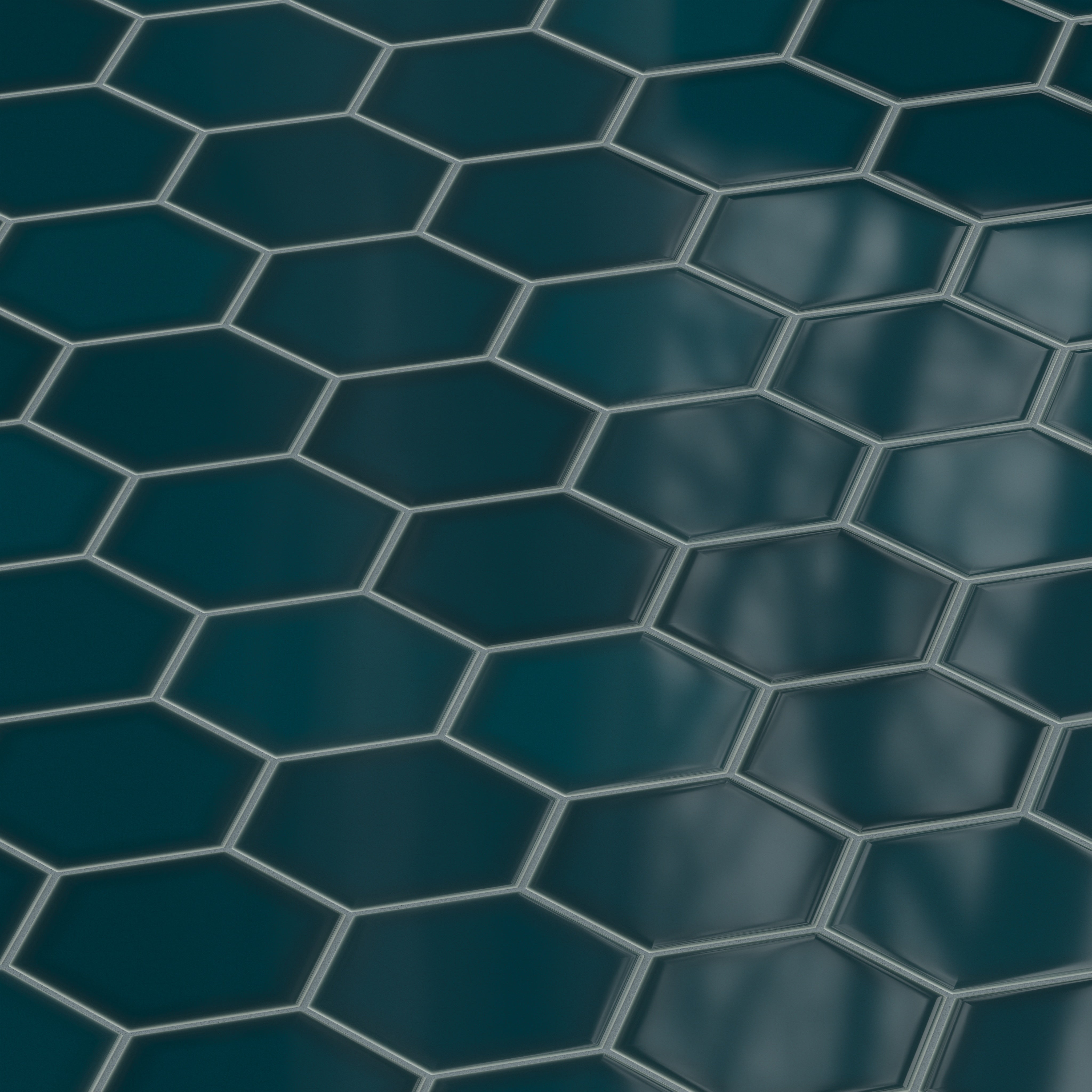 8" Hexagon Original Ceramic Tile in Caspian Sea Gloss