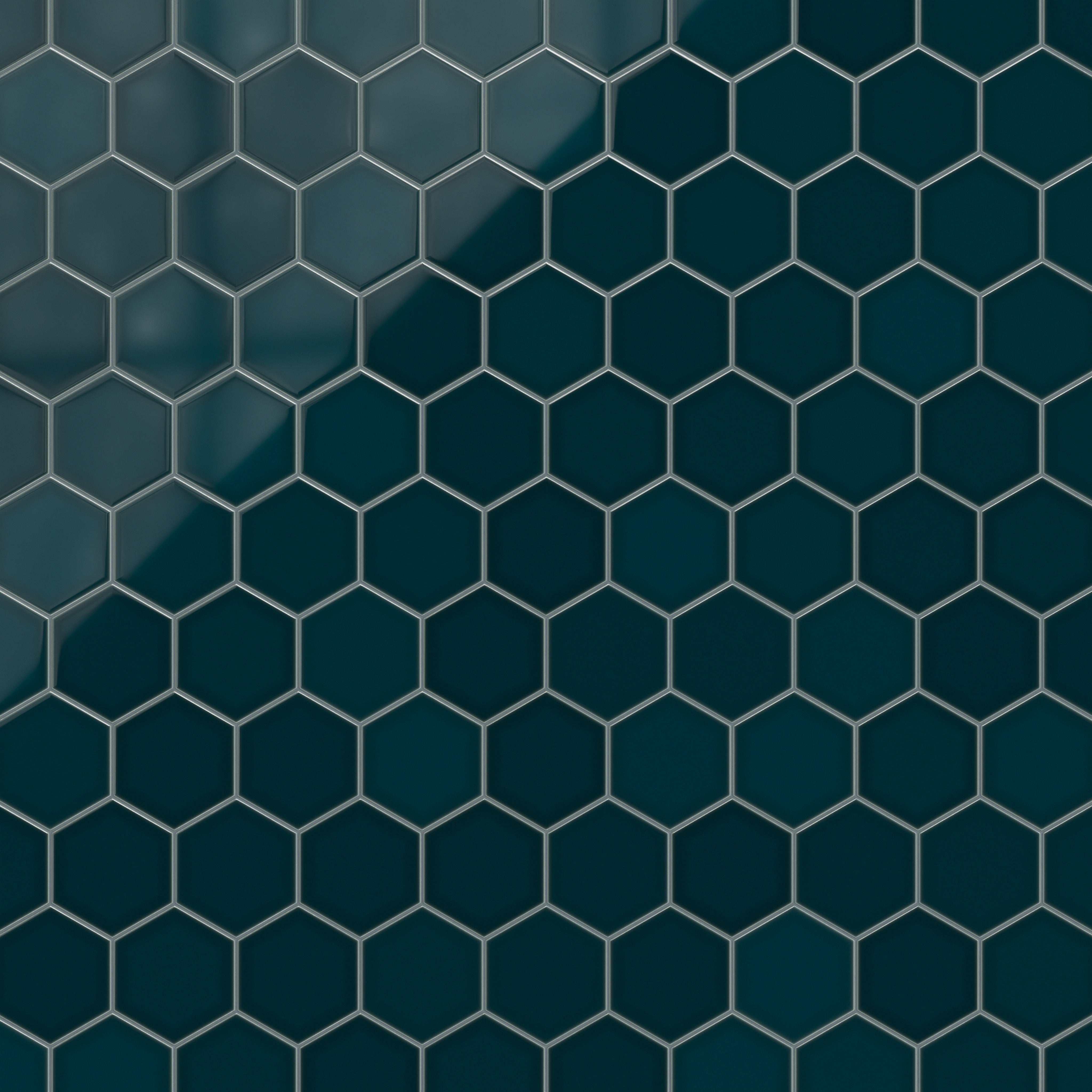 8" Hexagon Original Ceramic Tile in Caspian Sea Gloss
