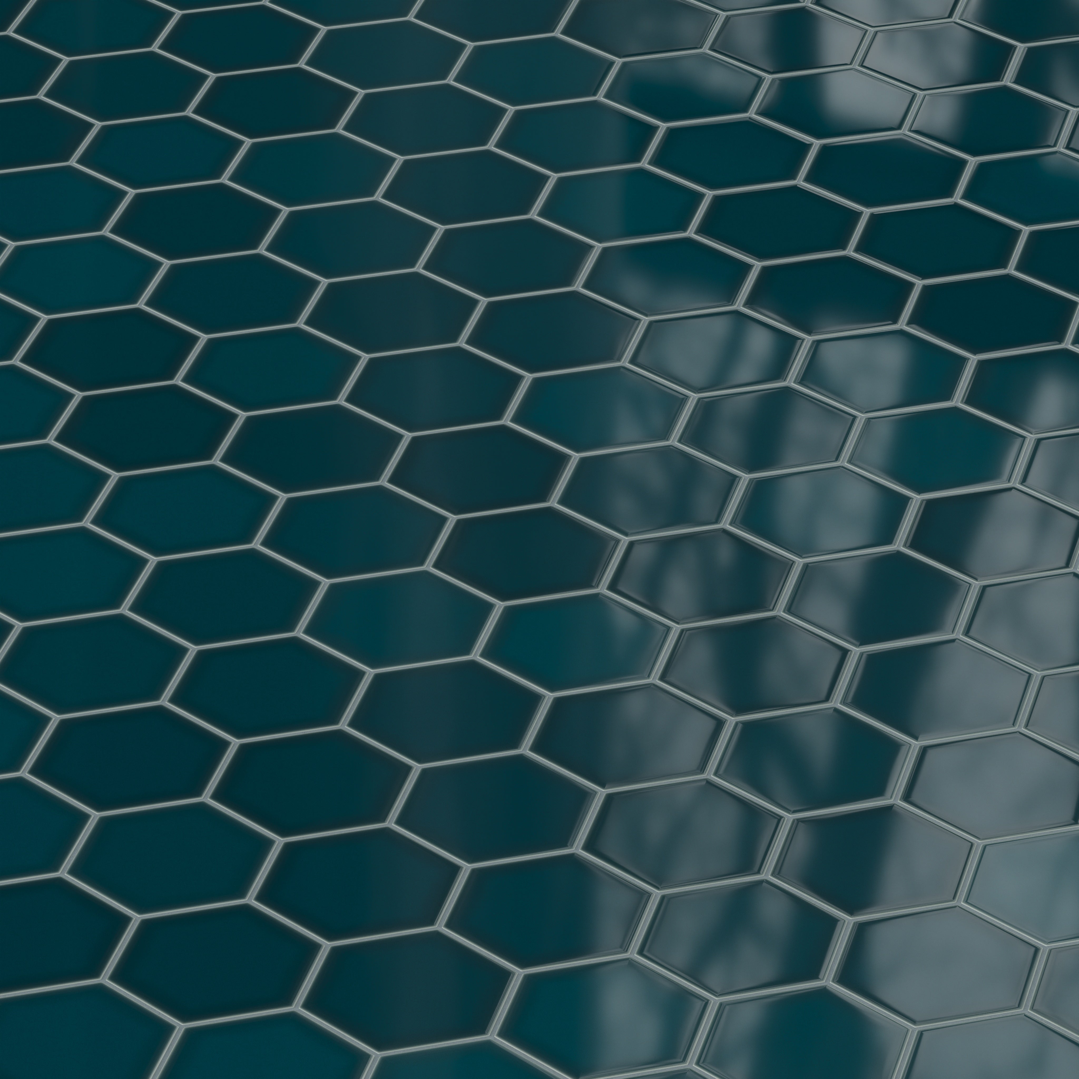 8" Hexagon Original Ceramic Tile in Caspian Sea Gloss