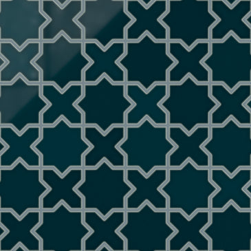 Mini Star & Cross Original Ceramic Tile in Caspian Sea Gloss