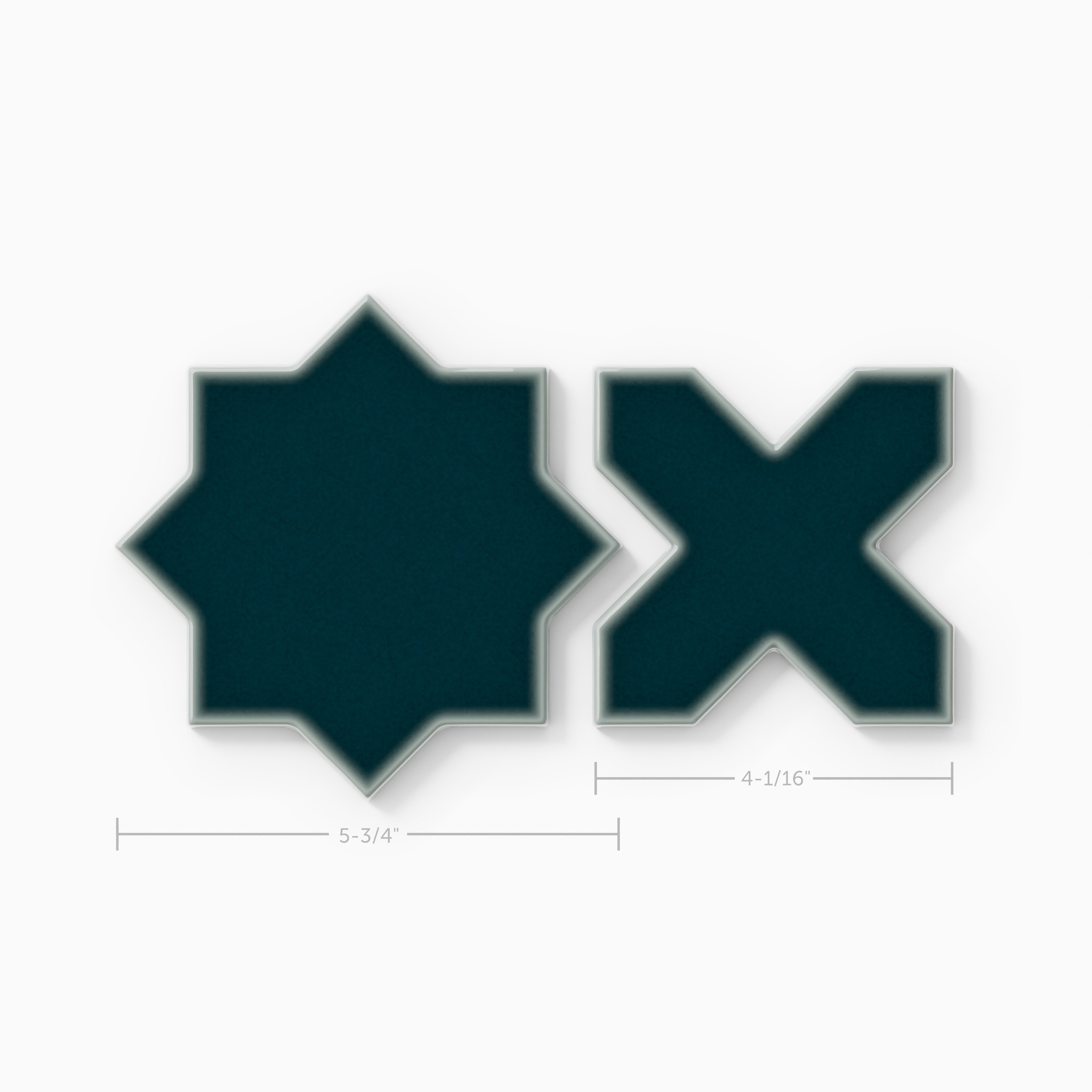 Mini Star & Cross Original Ceramic Tile in Caspian Sea Gloss