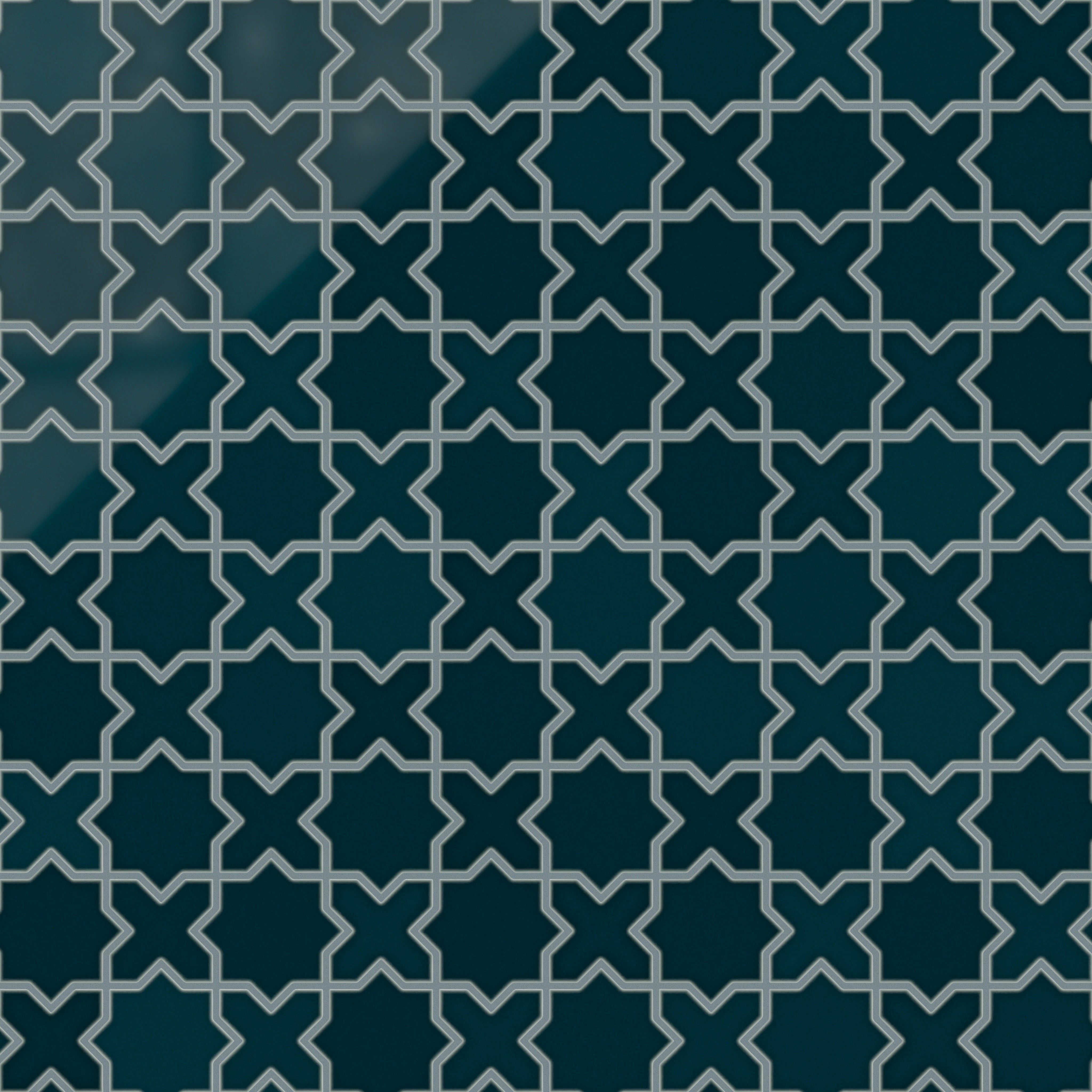 Mini Star & Cross Original Ceramic Tile in Caspian Sea Gloss