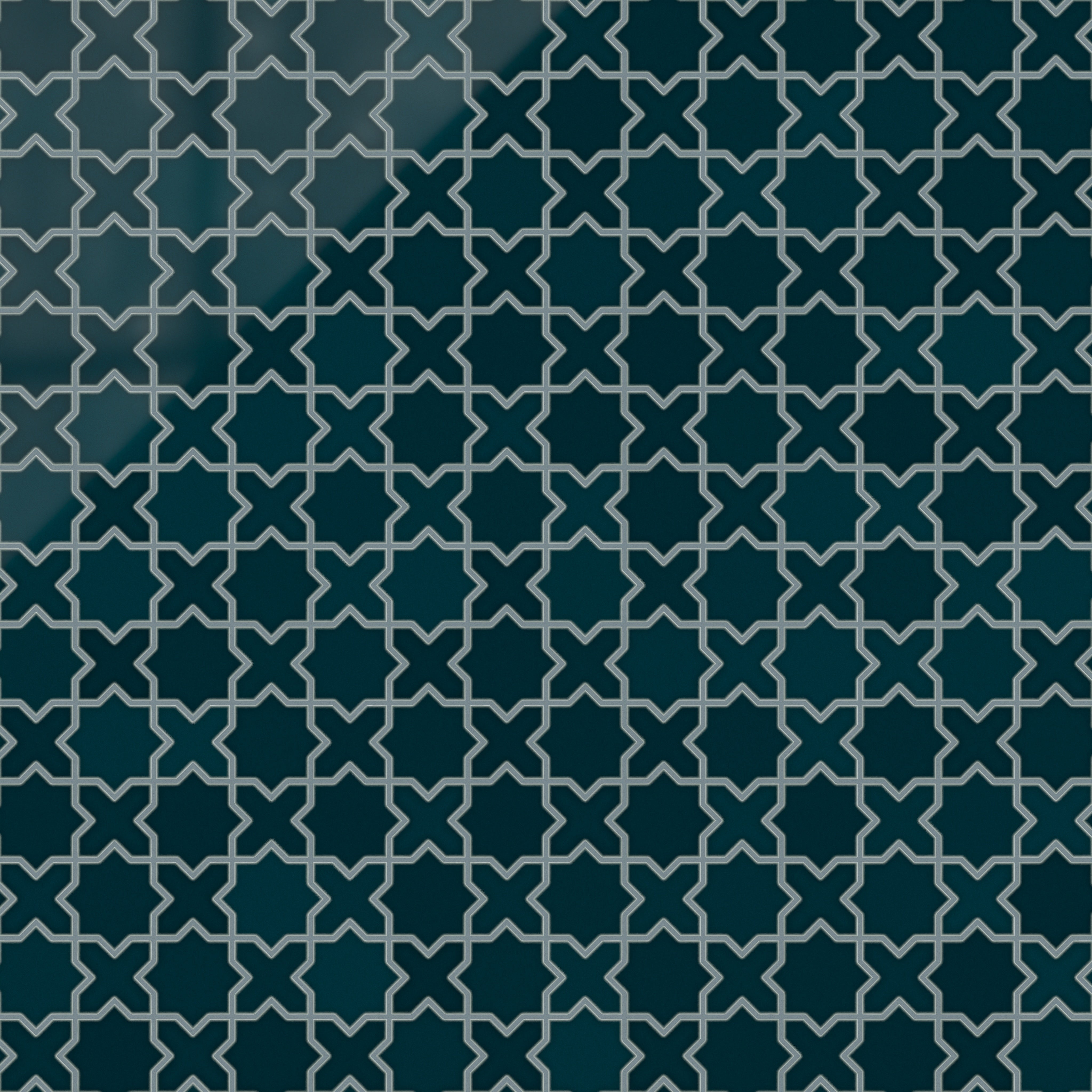 Mini Star & Cross Original Ceramic Tile in Caspian Sea Gloss