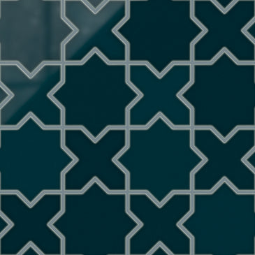 Star & Cross Original Ceramic Tile in Caspian Sea Gloss