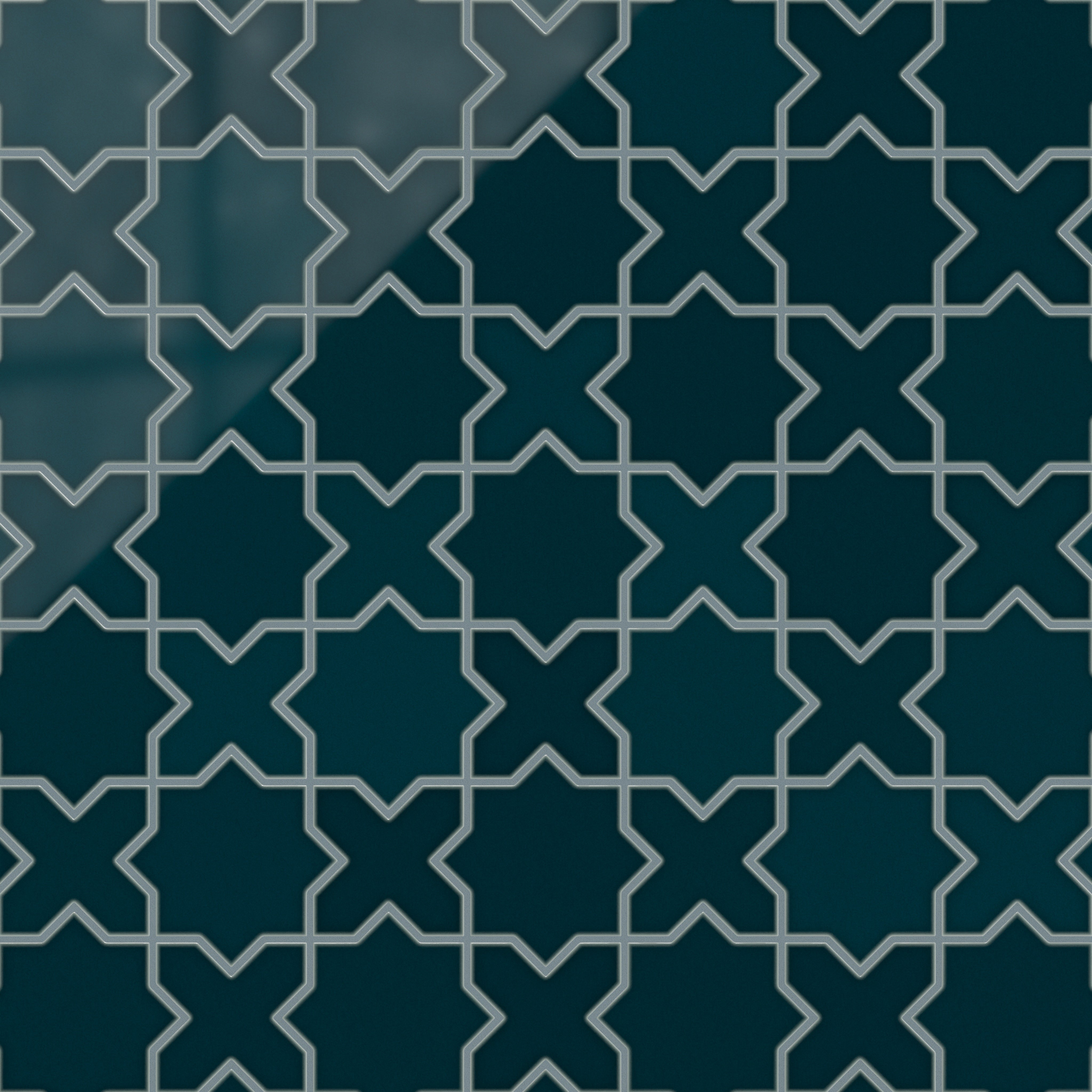 Star & Cross Original Ceramic Tile in Caspian Sea Gloss