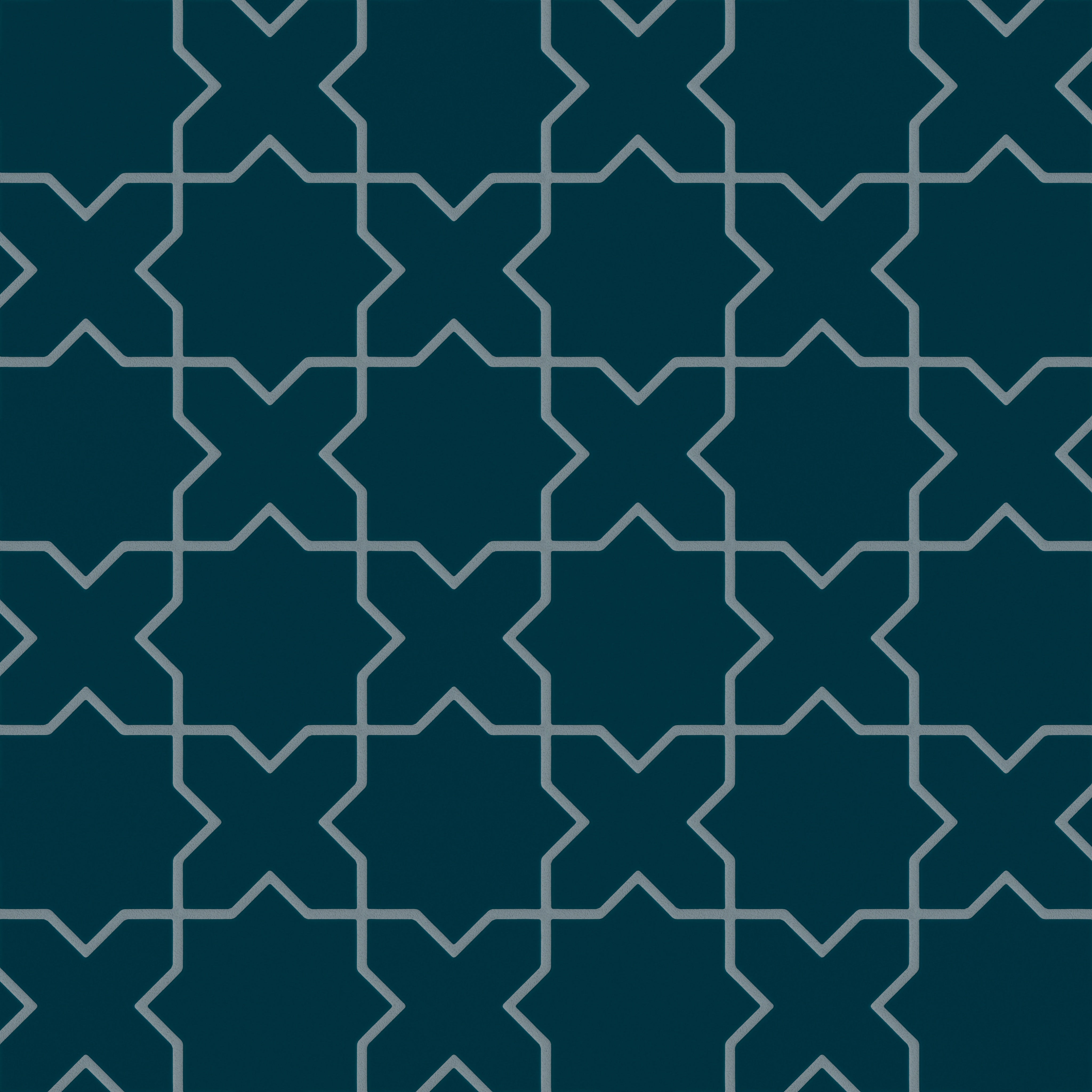Mini Star & Cross Original Ceramic Tile in Caspian Sea Matte