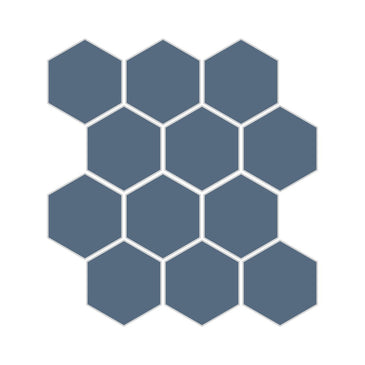 3" Hexagon Sheeted Original Ceramic Mosaic Tile in Slate Blue Matte