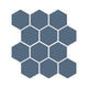 3" Hexagon Sheeted Original Ceramic Mosaic Tile in Slate Blue Matte