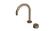 Foundry One Handle Deck Mount Gooseneck Lavatory Faucet with Barrel Knob Handle in Antique Brass