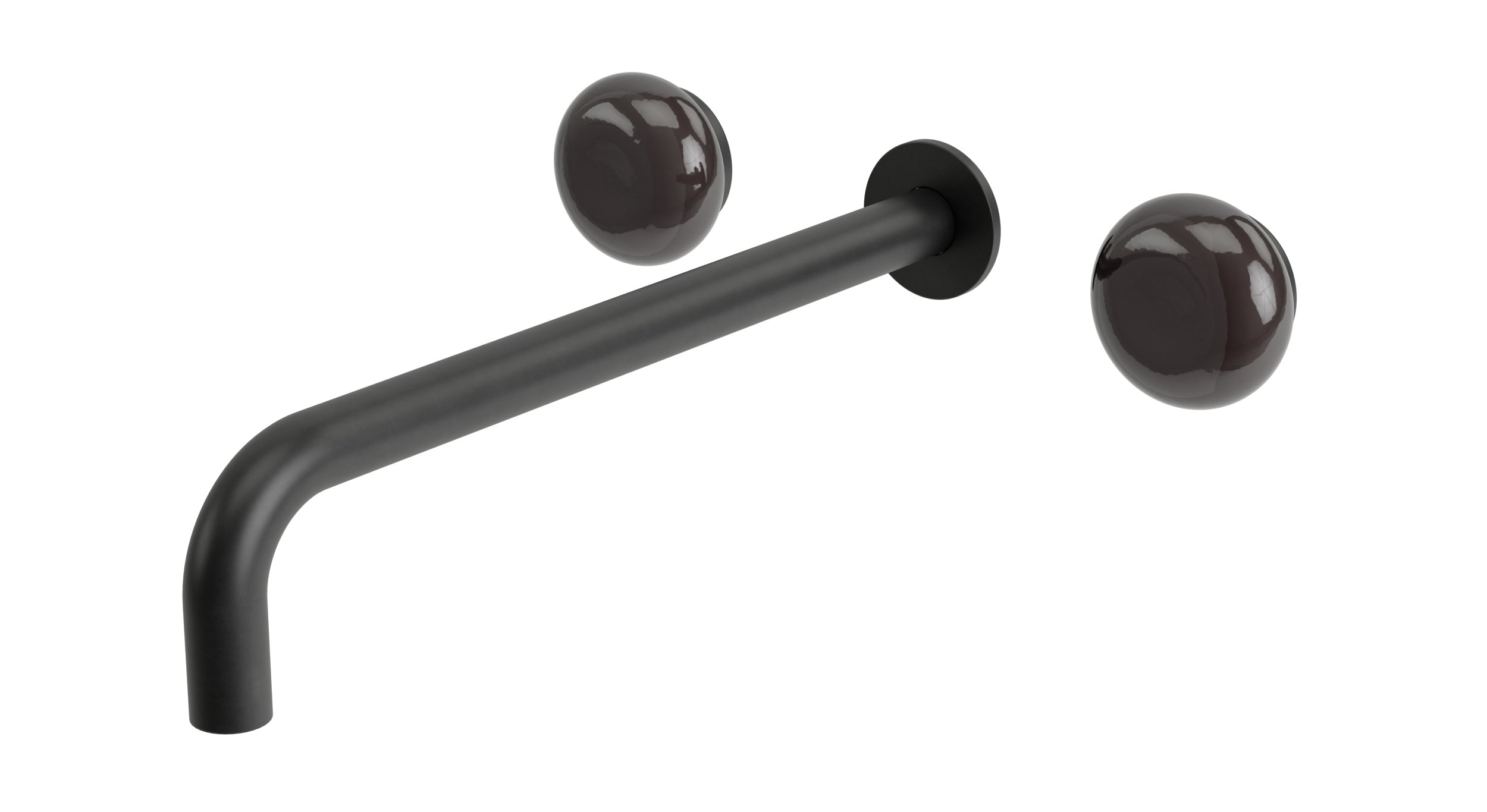 Foundry Two Handle Wall Mount 12" Lavatory Faucet with Pebble Ceramic Knob Handles in Oil Rubbed Bronze