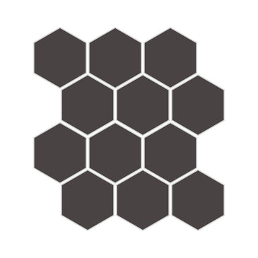 3" Hexagon Sheeted Original Ceramic Mosaic Tile in Carbon Gloss