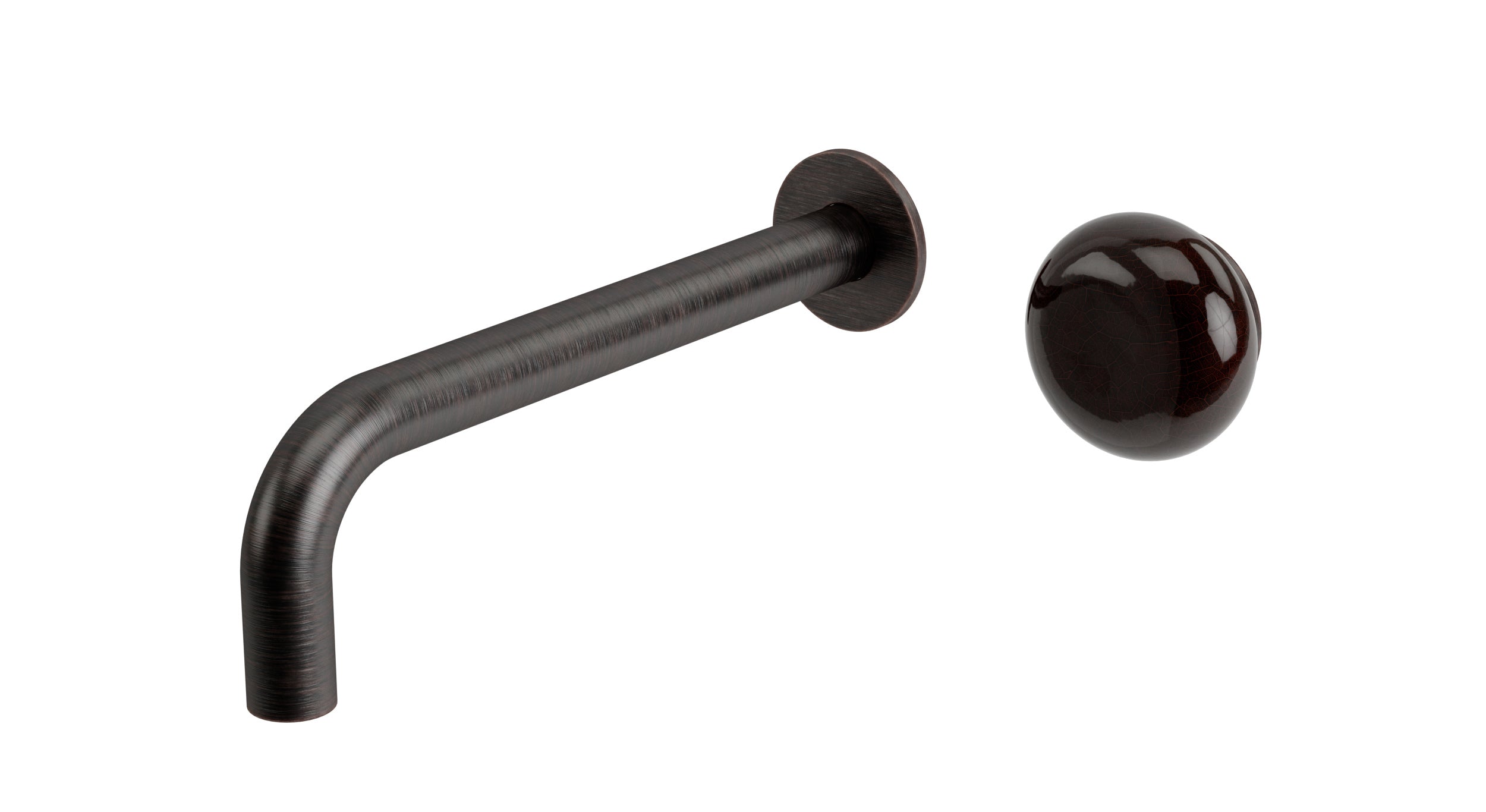 Foundry One Handle Wall Mount 7.5" Lavatory Faucet with Pebble Ceramic Knob Handle in Antique Bronze
