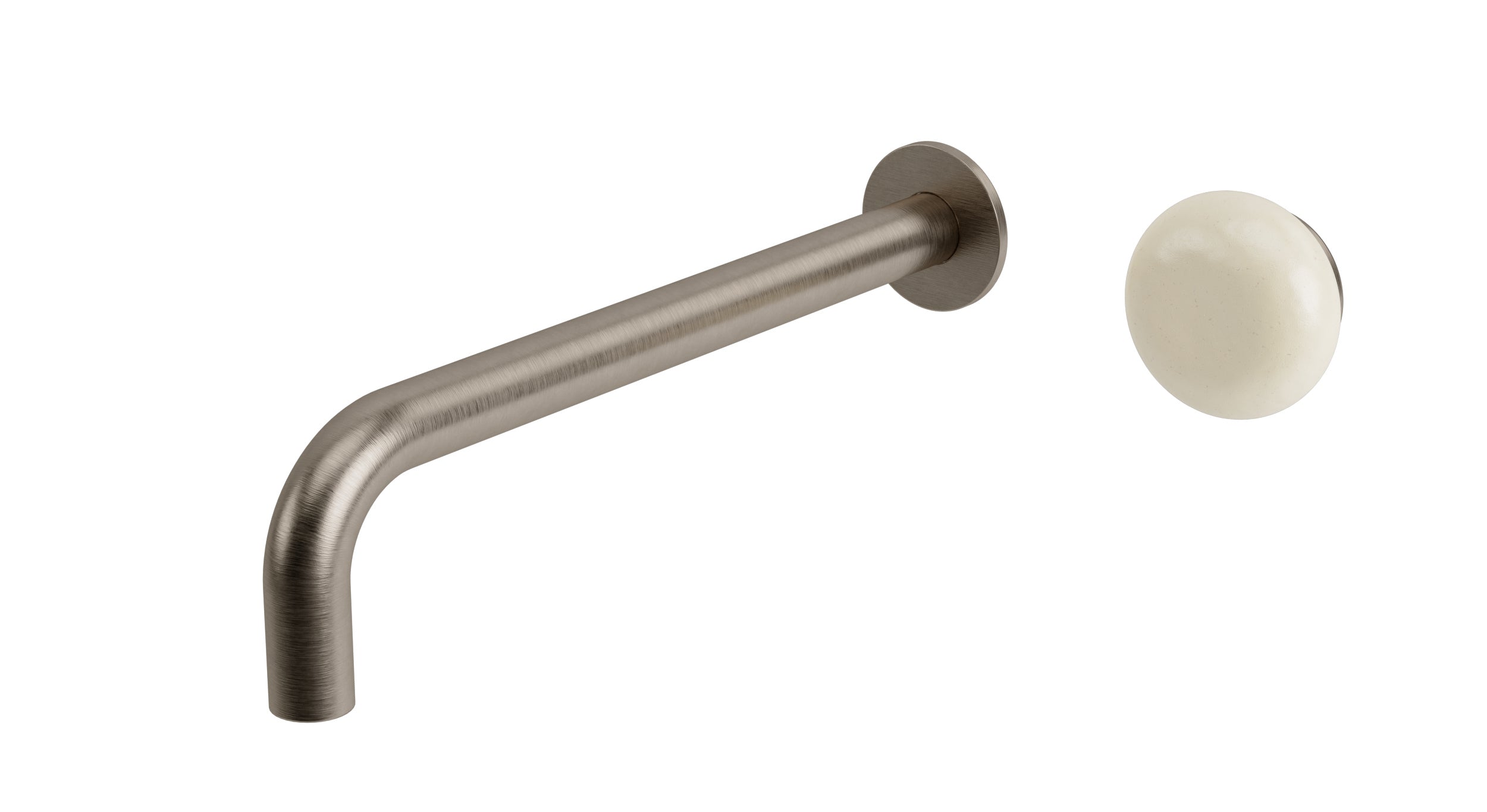 Foundry One Handle Wall Mount 10" Lavatory Faucet with Pebble Ceramic Knob Handle in Antique Nickel