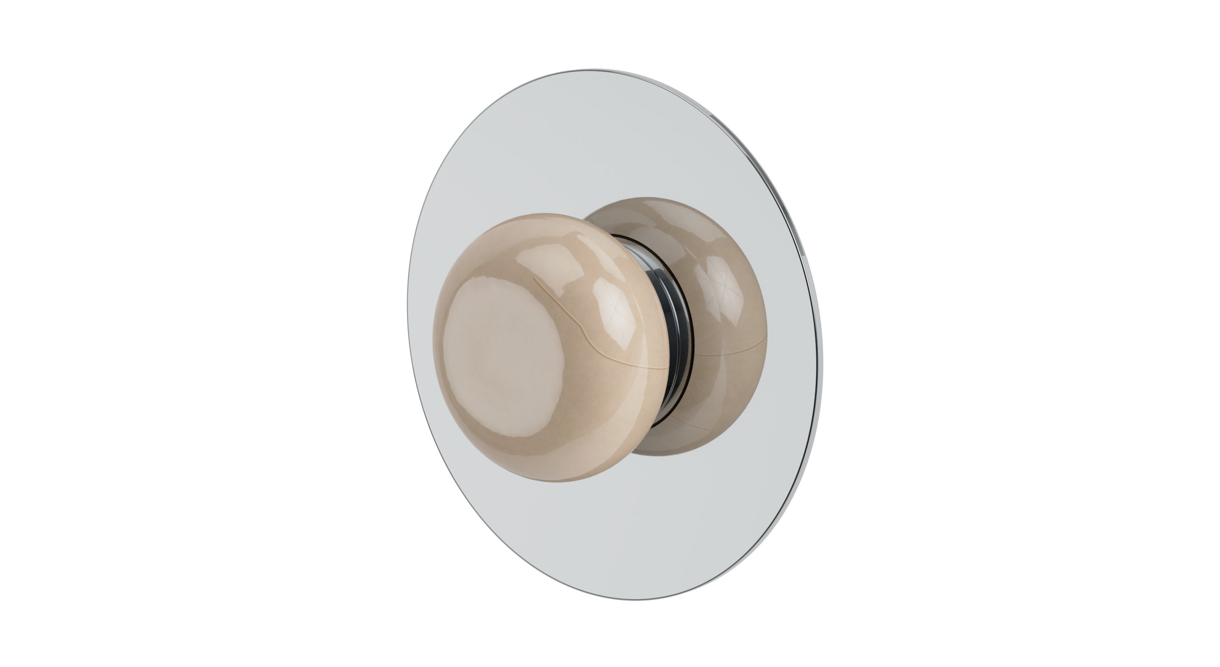 Foundry One Handle Wall Mount Shower Trim with Pebble Ceramic Knob Handle in Polished Chrome