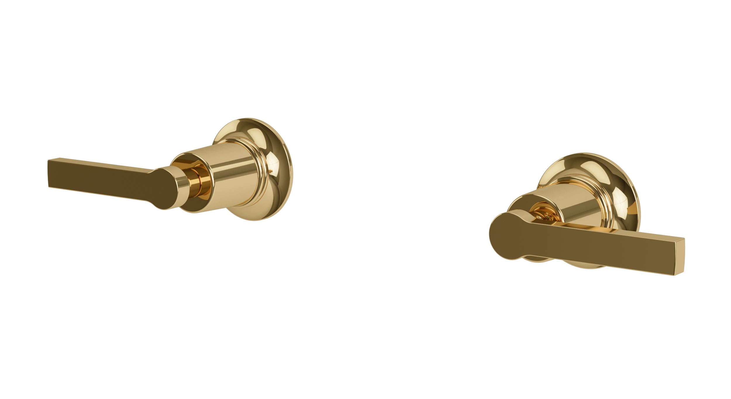 Emerson Two Handle Wall Mount Bath Trim with Classic Lever Handles in Polished Brass