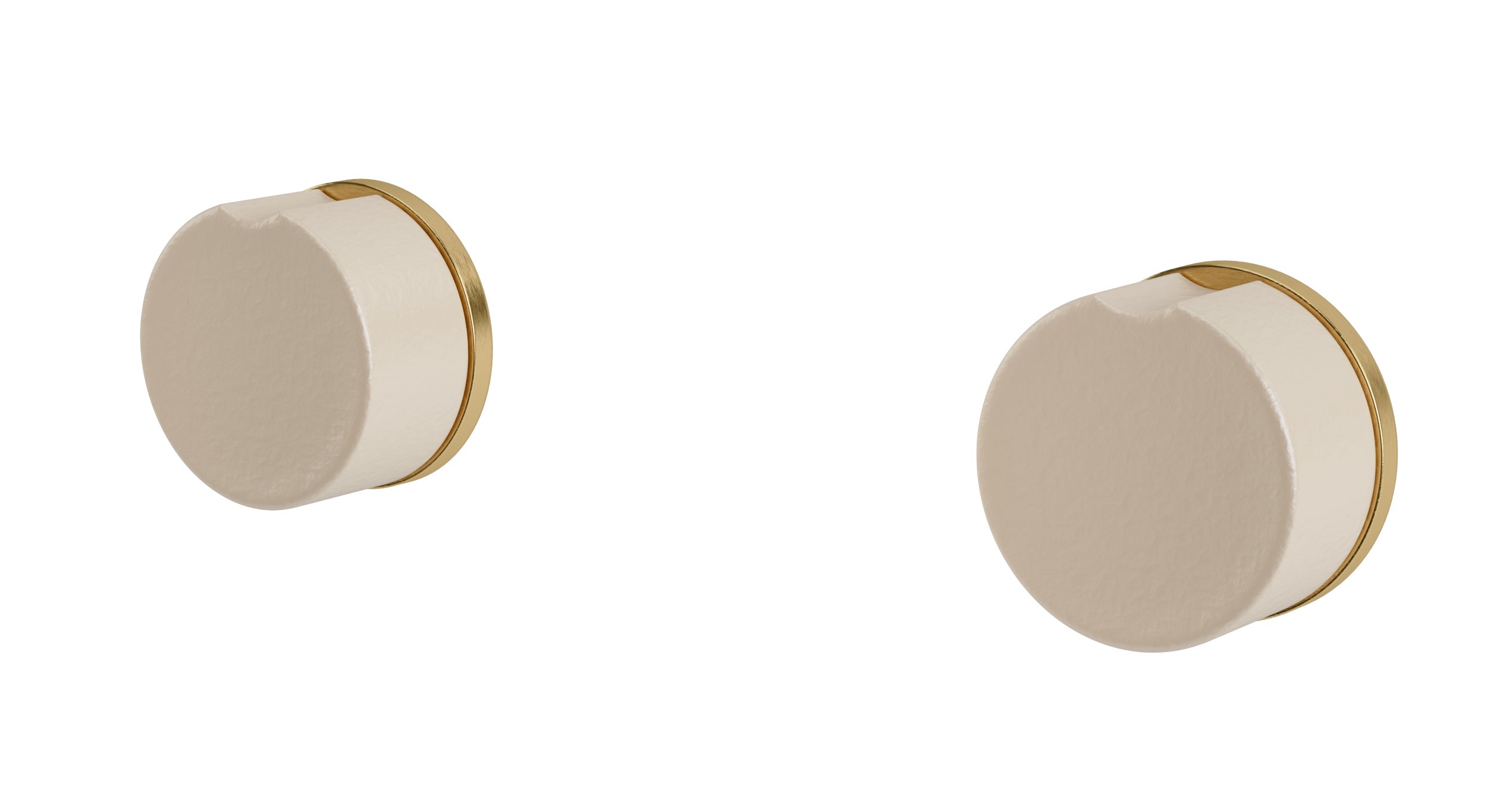 Foundry Two Handle Wall Mount Bath Trim with Groove Ceramic Knob Handles in Satin Brass