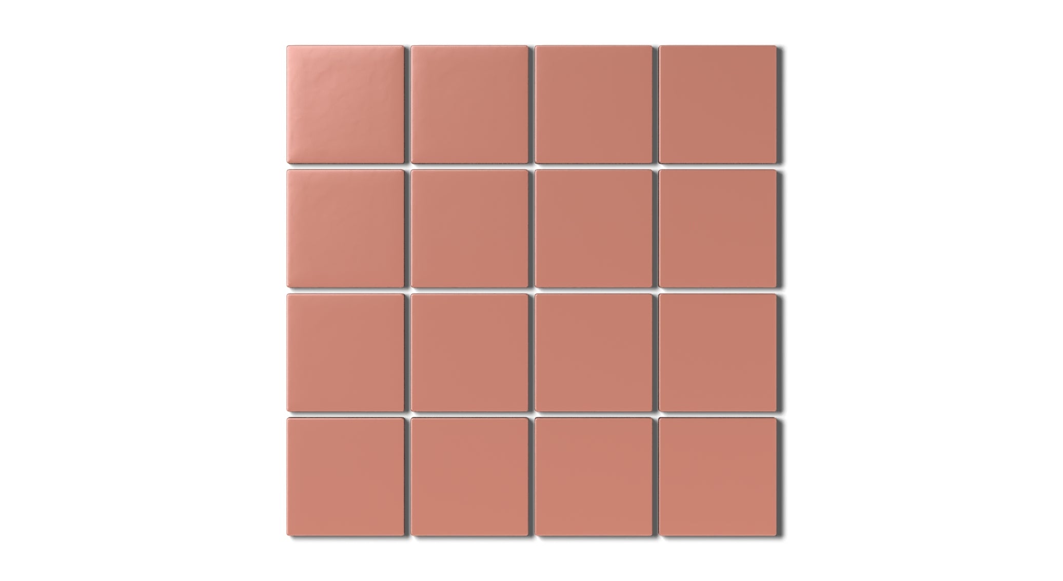3x3 Straight Set Sheeted Natural Press Ceramic Mosaic Tile in Madder Red Matte