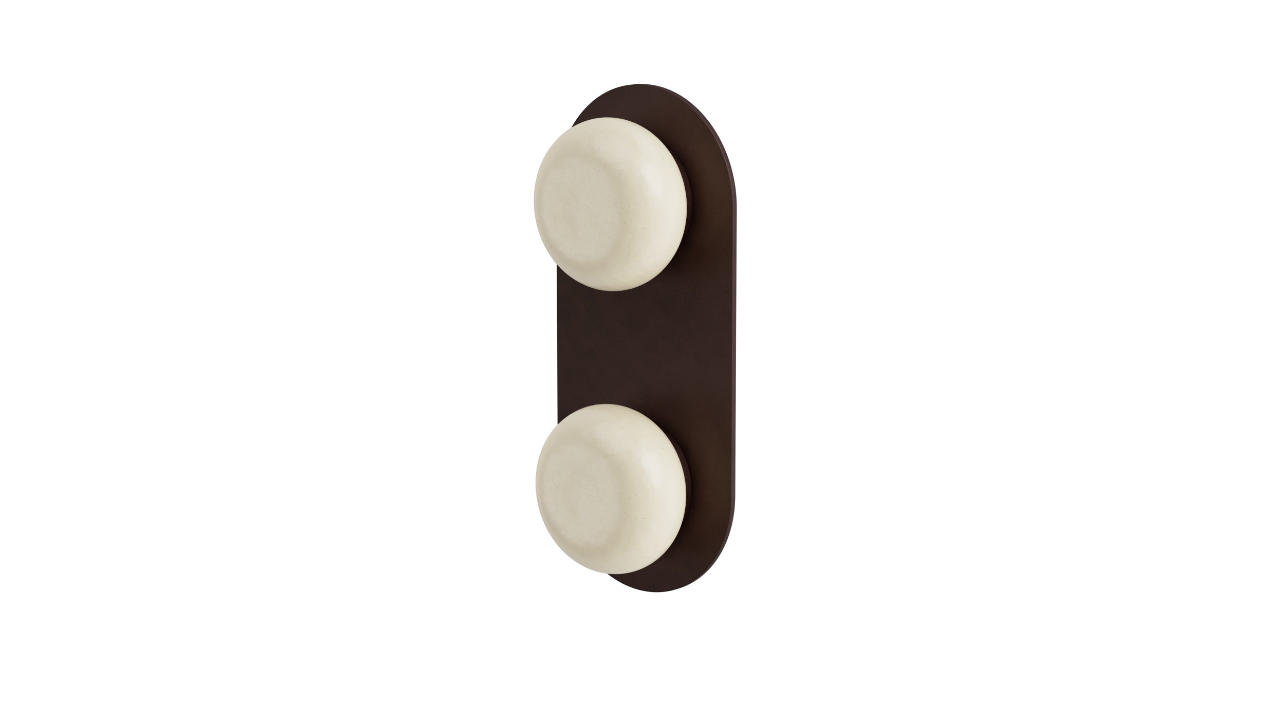 Foundry Two Handle Wall Mount Shower Trim with Pebble Ceramic Knob Handles in Architectural Copper