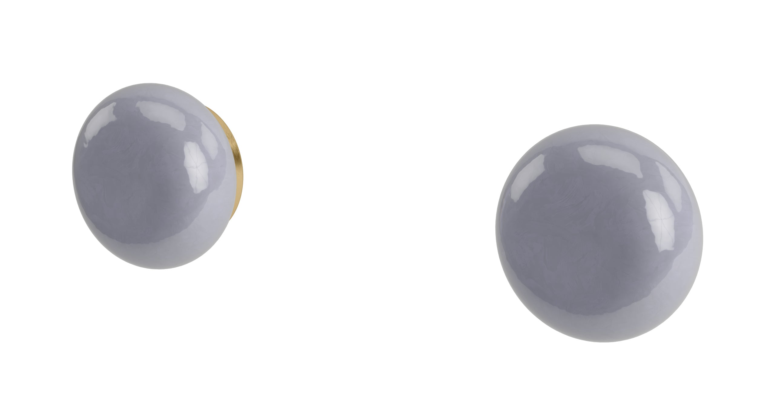 Foundry Two Handle Wall Mount Bath Trim with Pebble Ceramic Knob Handles in Satin Brass