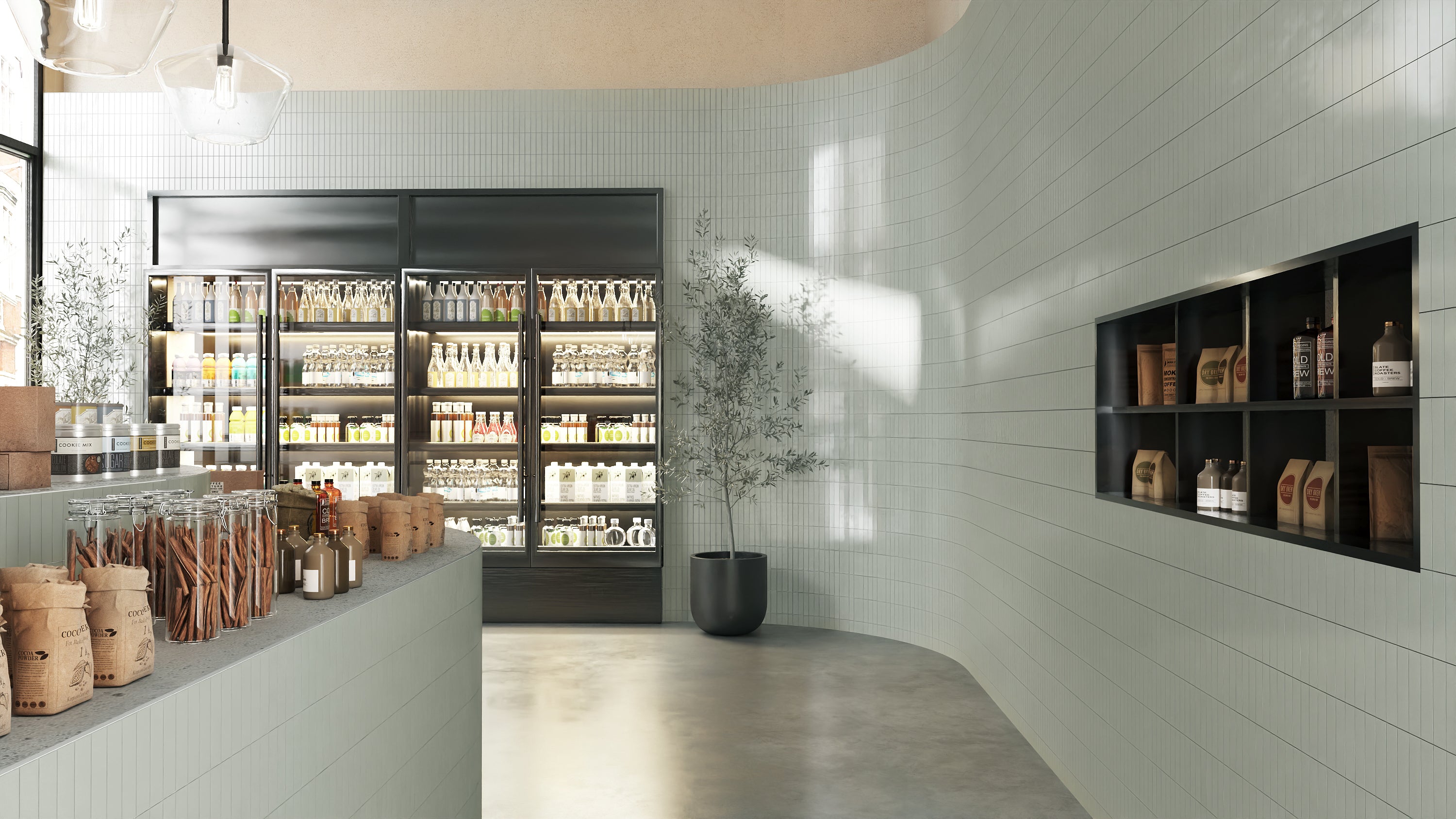 2x8 Natural Press Ceramic Tile in Terre Verte Gloss