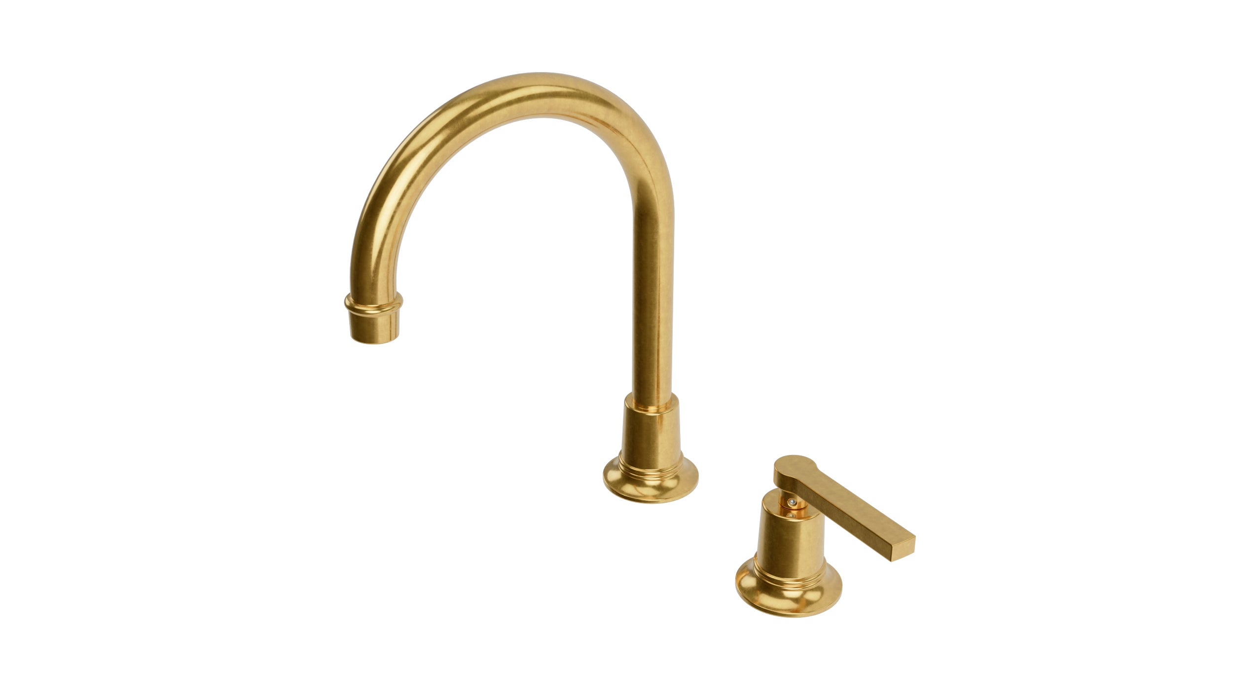 Emerson One Handle Deck Mount Gooseneck Lavatory Faucet with Classic Lever Handle in French Brass