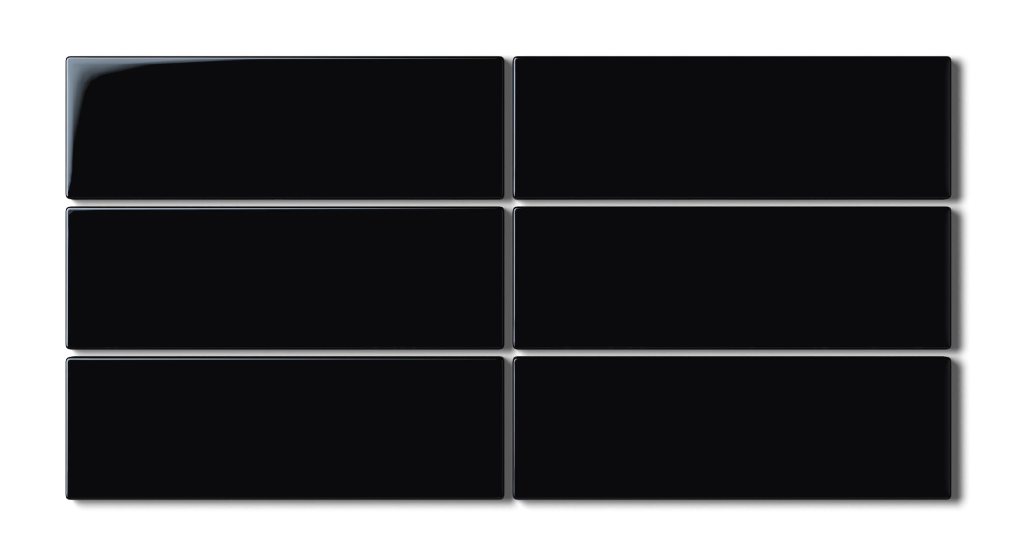 2x6 Natural Press Ceramic Tile in Bone Black Gloss