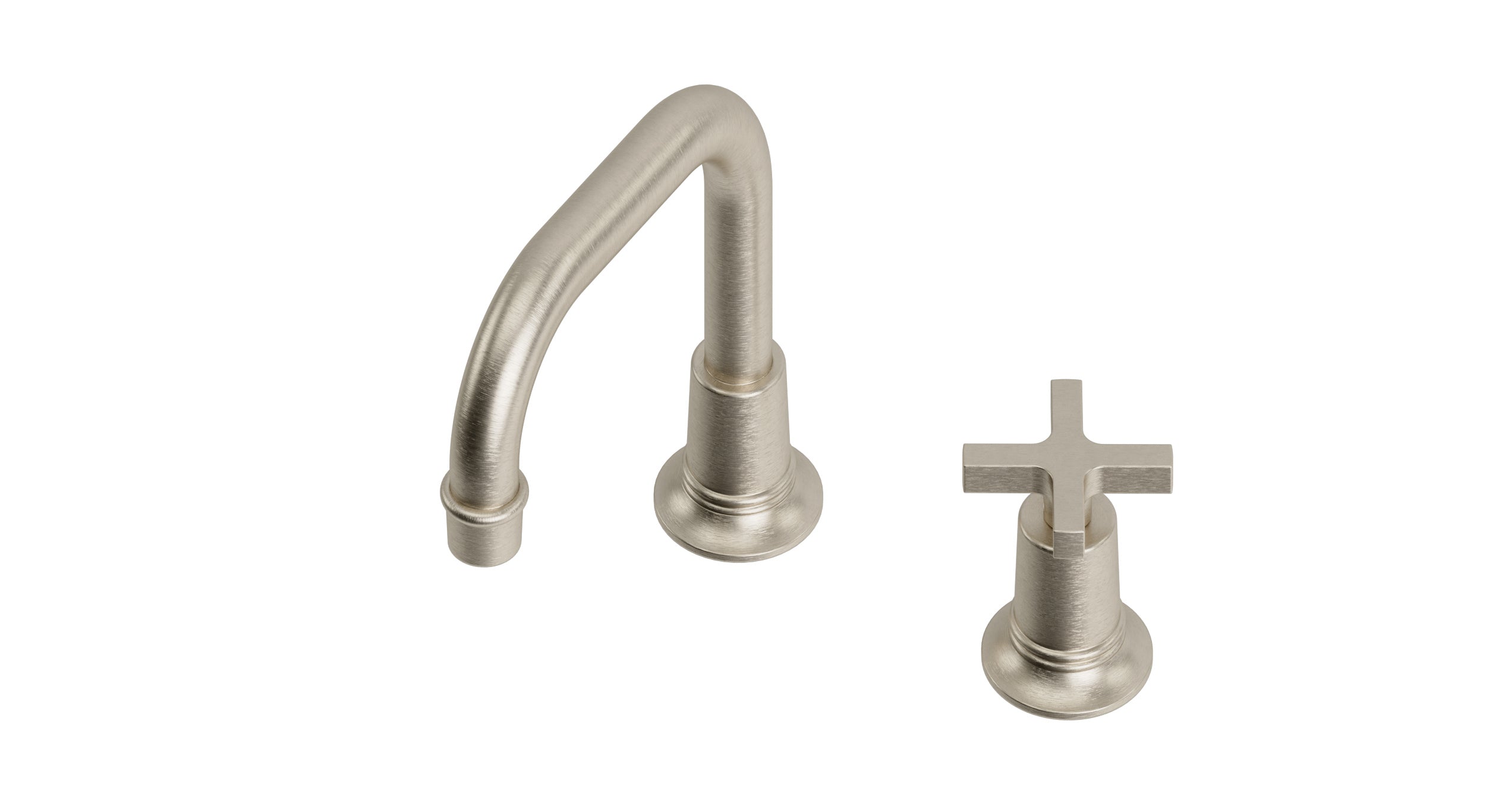Emerson One Handle Deck Mount Squaretop Lavatory Faucet with Classic Cross Handle in Satin Nickel