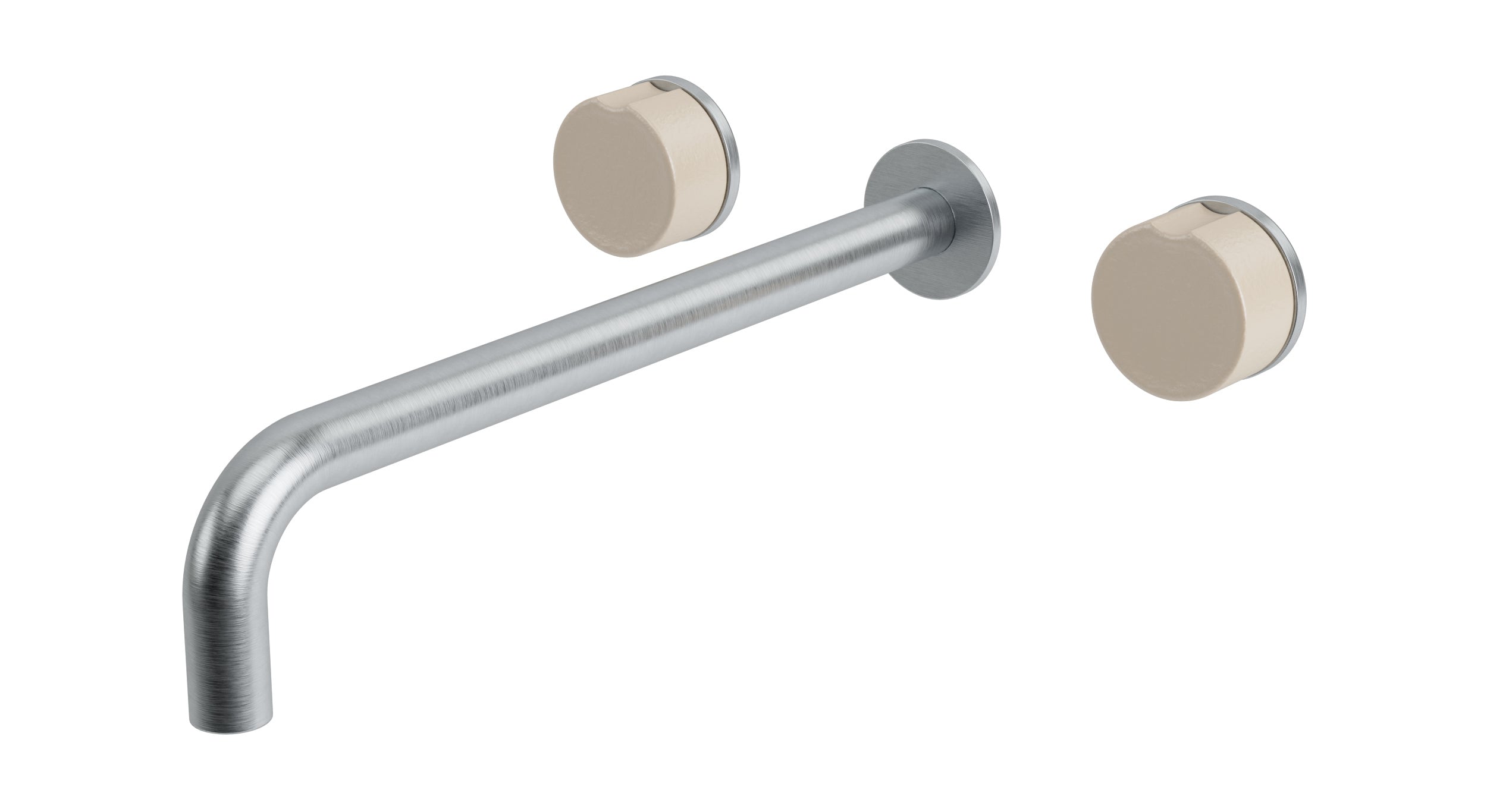 Foundry Two Handle Wall Mount 12" Lavatory Faucet with Groove Ceramic Knob Handles in Satin Chrome