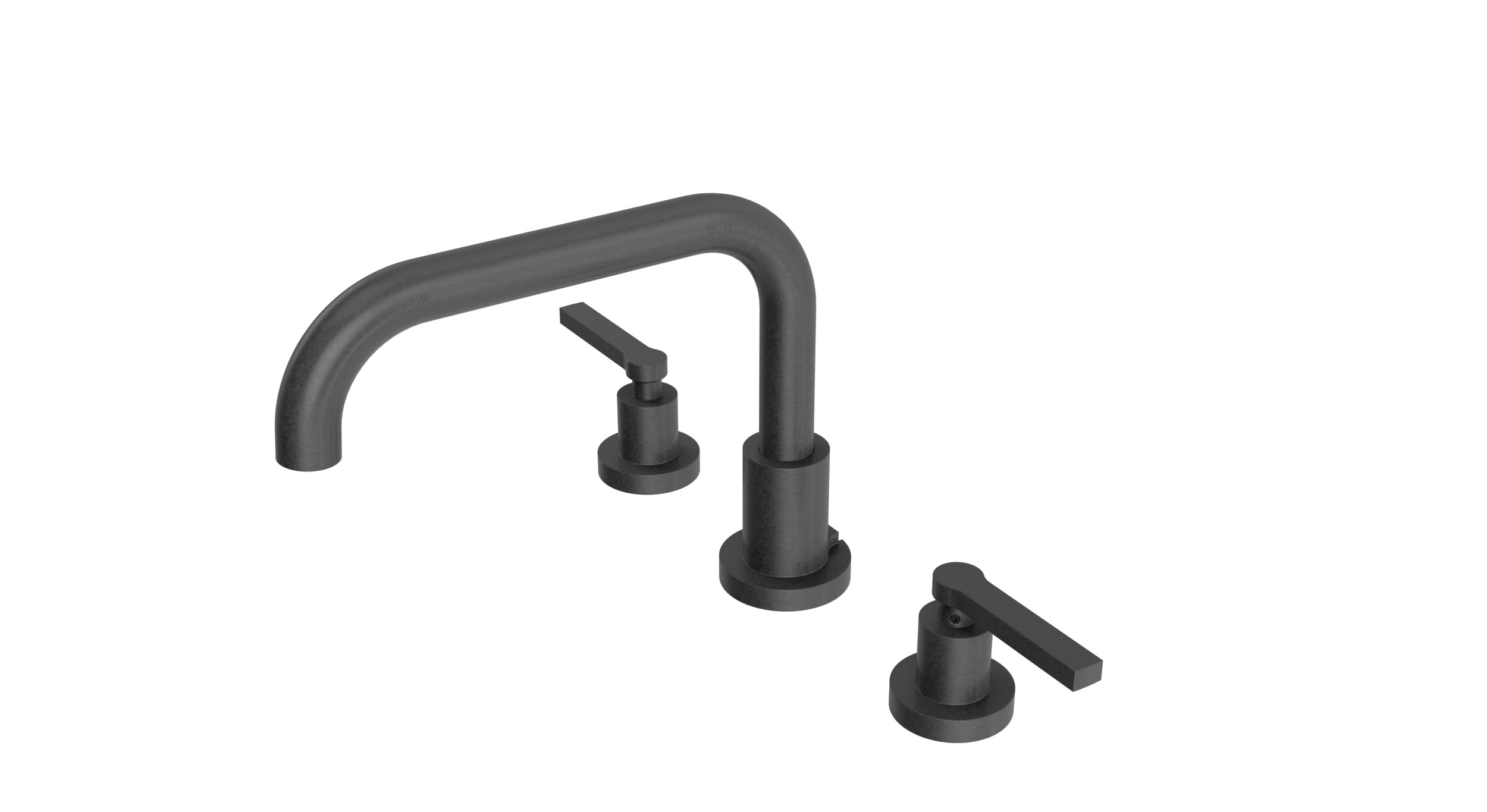 Flatiron Two Handle Deck Mount Squaretop Bath Trim with Linear Lever Handles in Blackened Nickel