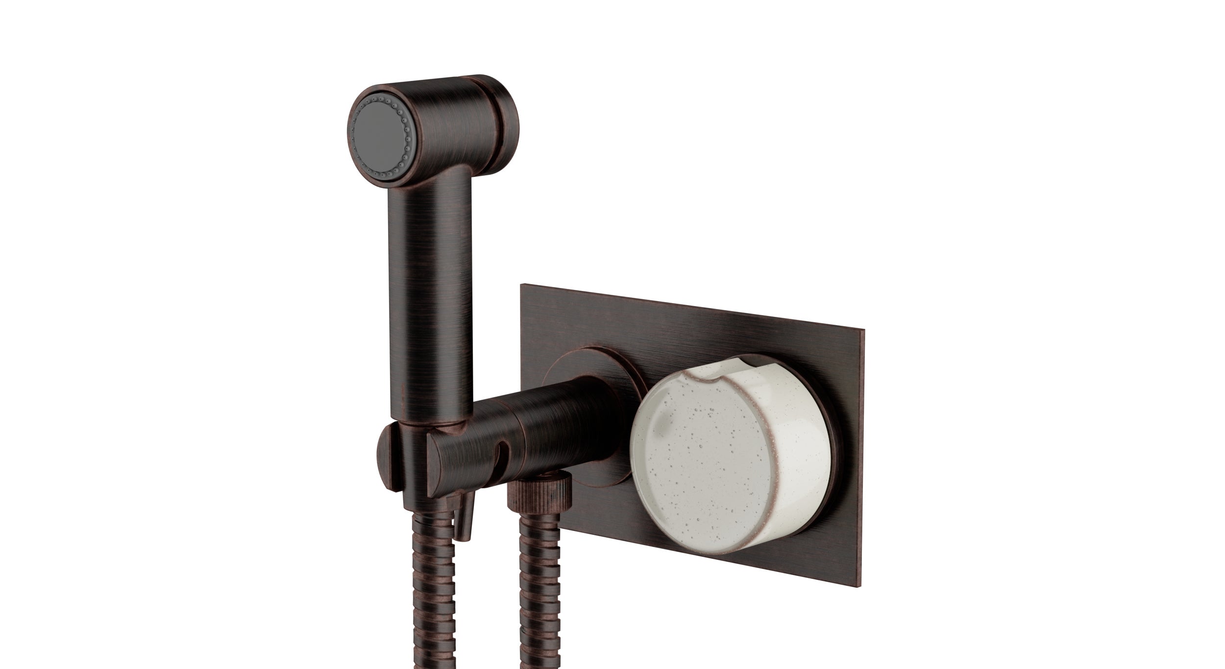 Foundry One Handle Wall Mount Bidet Trim with Groove Ceramic Knob Handle in Antique Bronze
