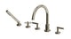 Contour Three Handle Deck Mount Gooseneck Bath Trim with Hand Shower and Soft Cross/Soft Lever Handles in French Nickel
