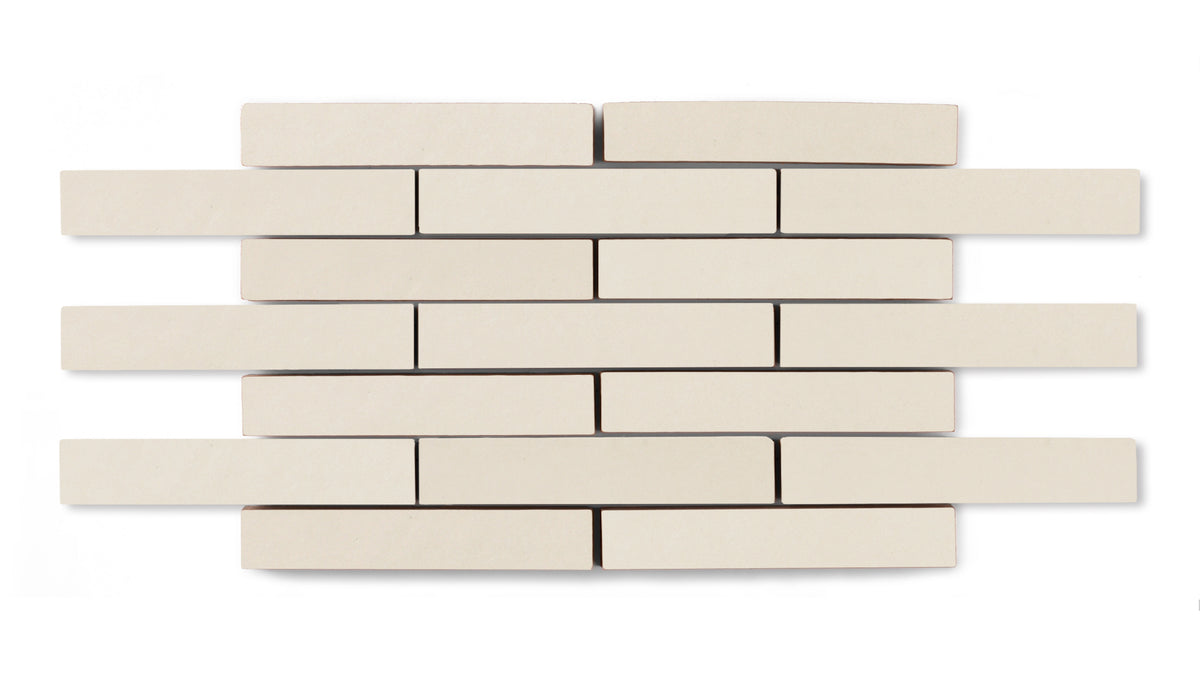 Half Offset Pattern Ivory 1x6 Half Offset Sheeted Matte Original Ceramic Tile