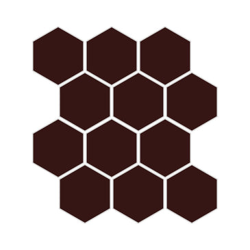 3" Hexagon Sheeted Original Ceramic Mosaic Tile in Garnet Matte