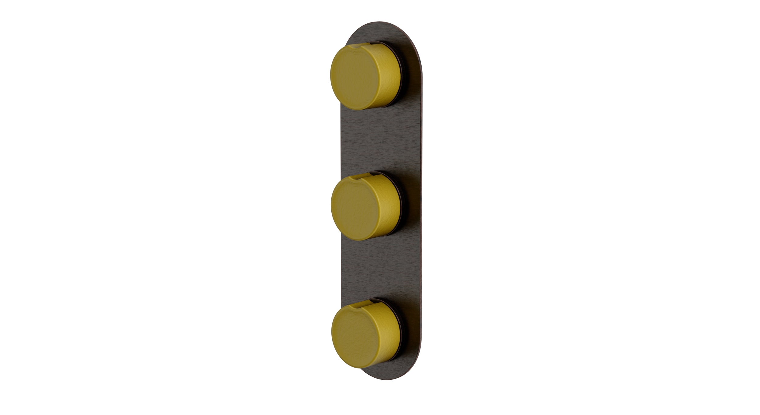 Foundry Three Handle Wall Mount Shower Trim with Groove Ceramic Knob Handles in Antique Bronze