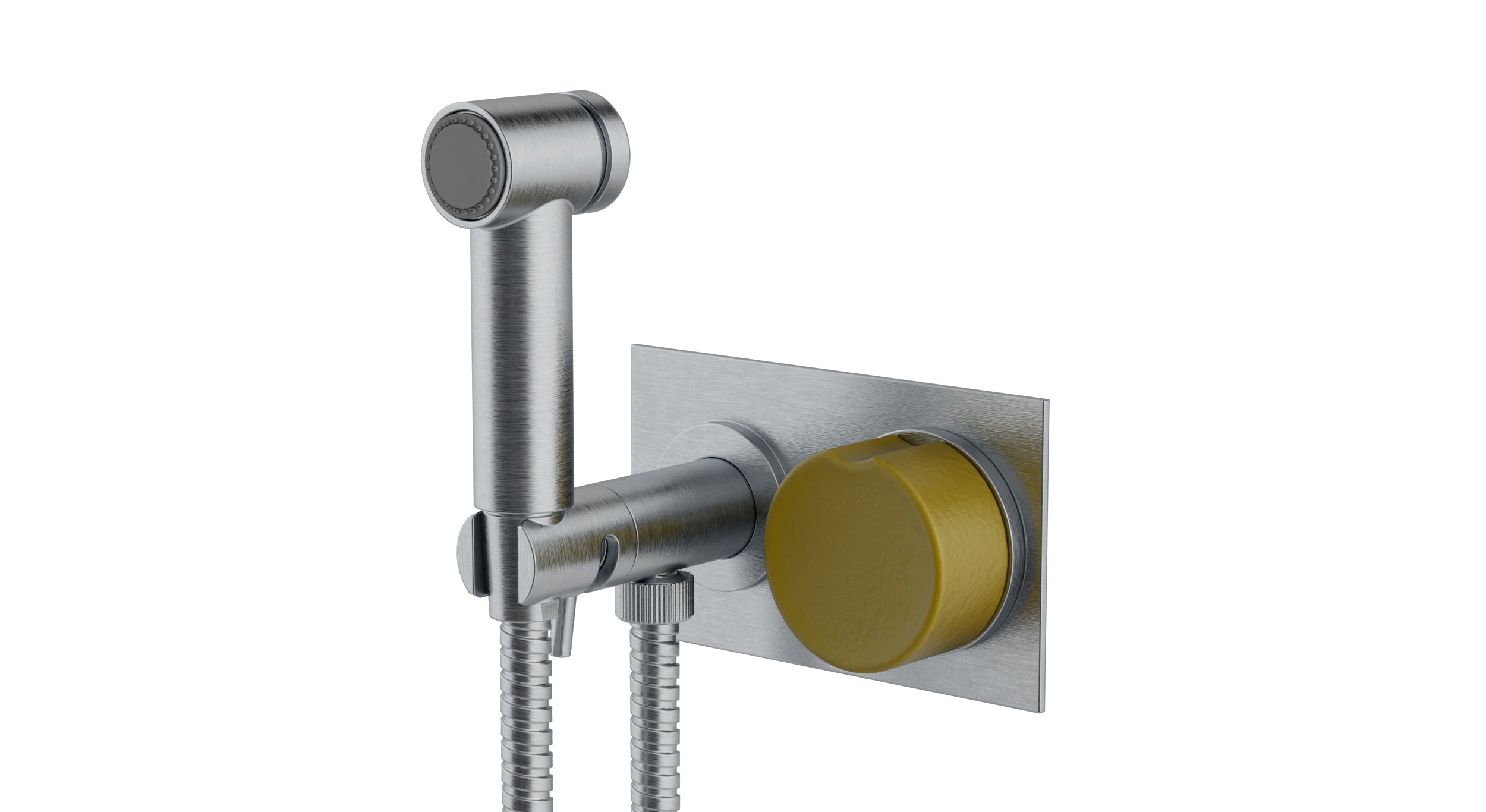 Foundry One Handle Wall Mount Bidet Trim with Groove Ceramic Knob Handle in Satin Chrome