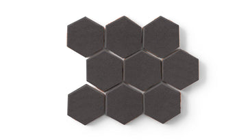 3" Hexagon Sheeted Original Ceramic Mosaic Tile in Carbon Matte