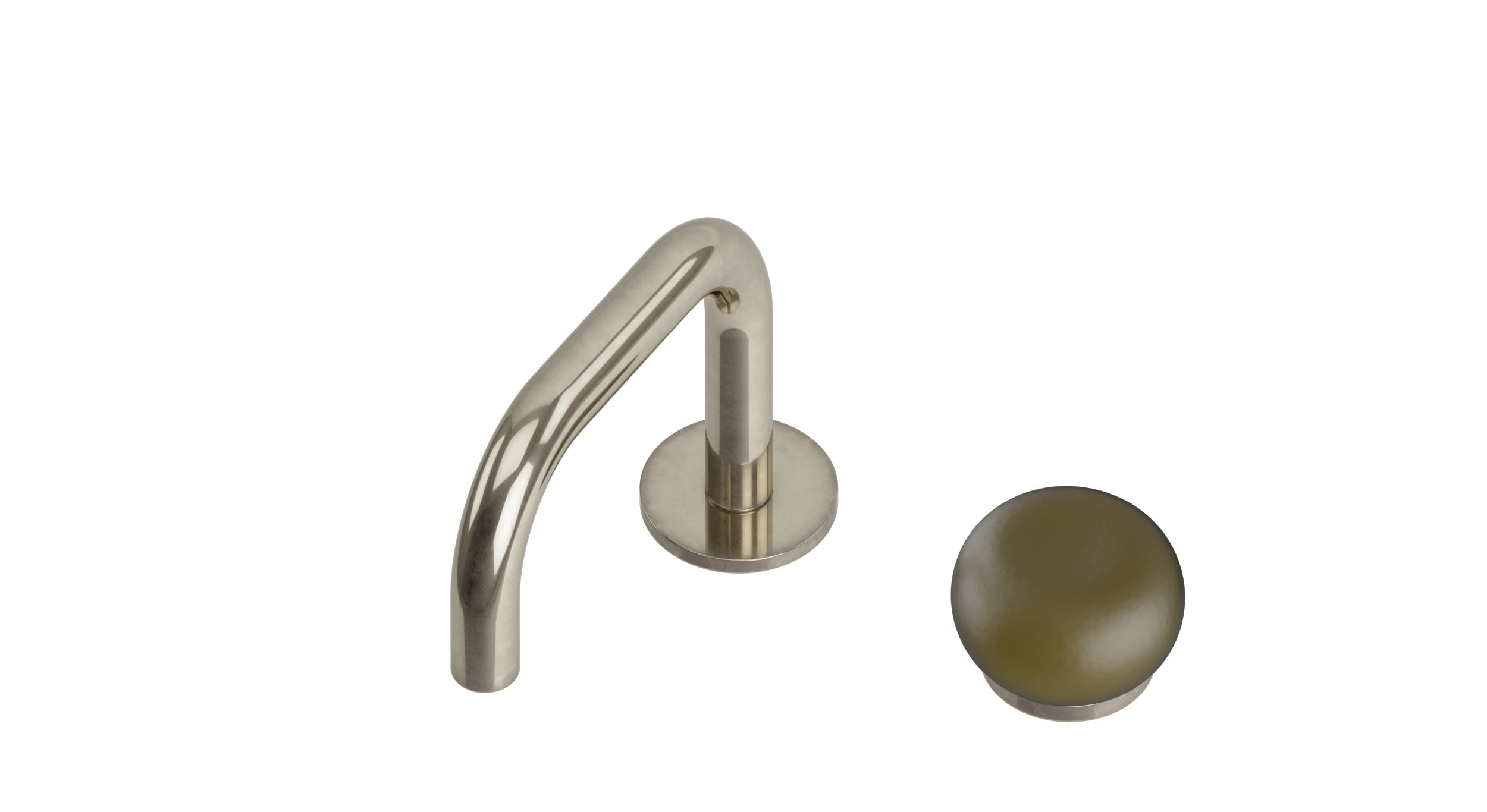 Foundry One Handle Deck Mount Squaretop Lavatory Faucet with Pebble Ceramic Knob Handle in French Nickel