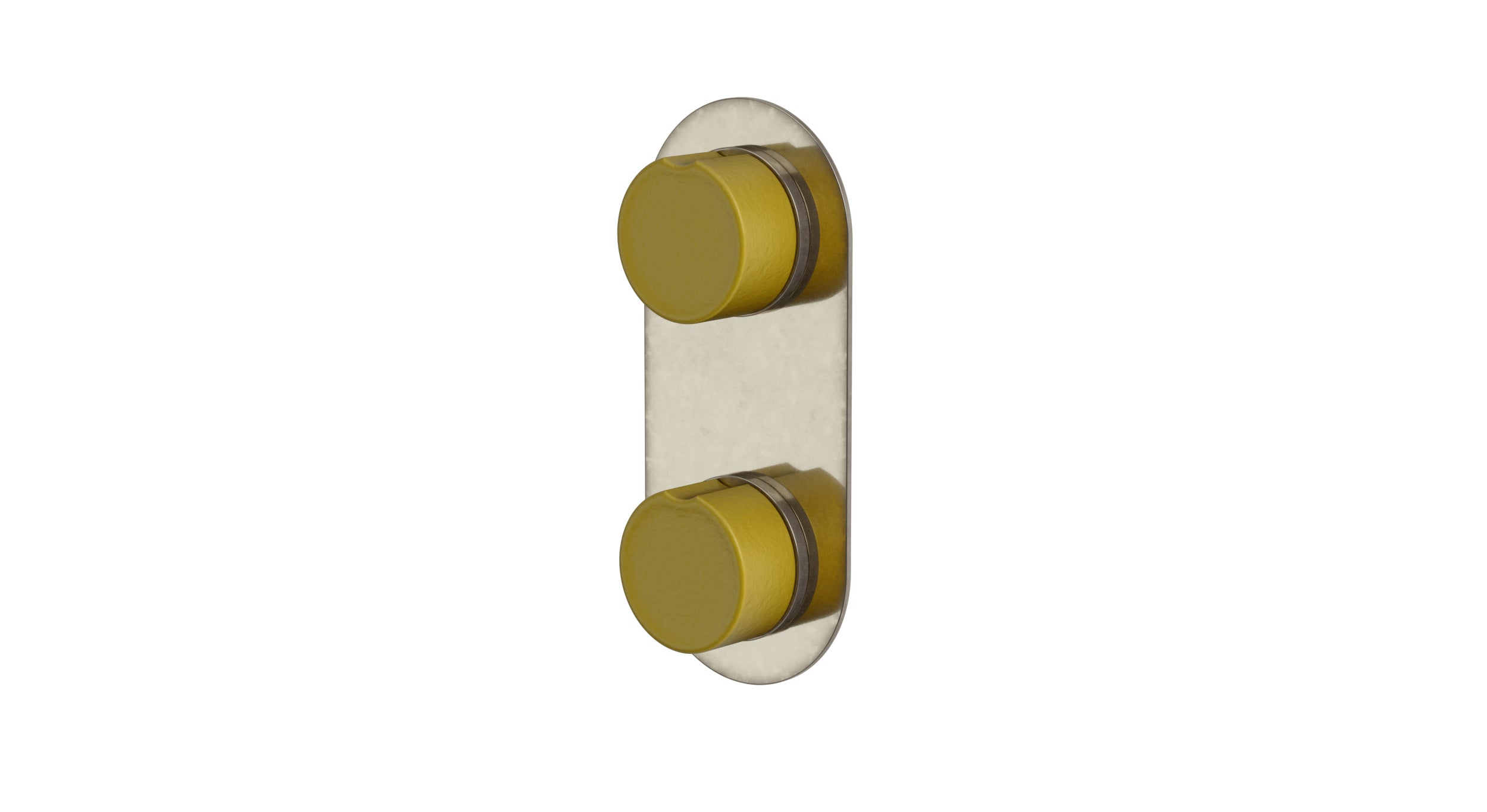 Foundry Two Handle Wall Mount Shower Trim with Groove Ceramic Knob Handles in French Nickel