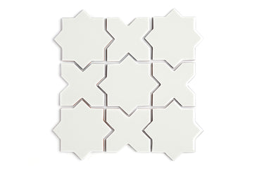 Mini Star & Cross Original Ceramic Tile in Limewash Gloss