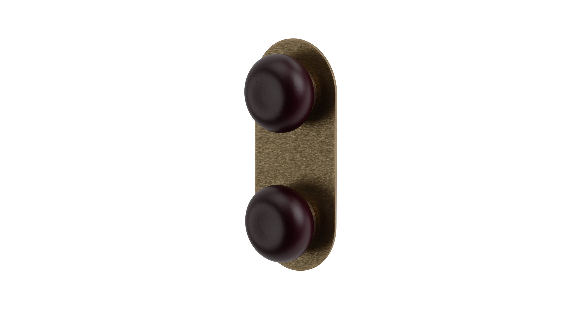 Foundry Two Handle Wall Mount Shower Trim with Pebble Ceramic Knob Handles in Antique Brass