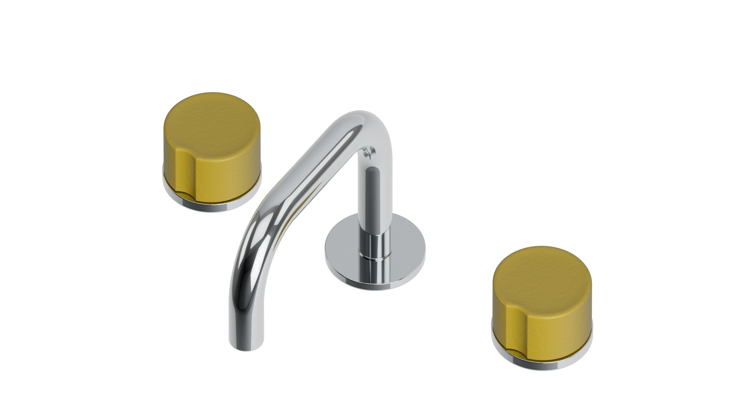 Foundry Two Handle Deck Mount Squaretop Lavatory Faucet with Groove Ceramic Knob Handles in Polished Chrome