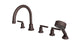 Emerson Three Handle Deck Mount Gooseneck Bath Trim with Hand Shower and Classic Lever Handles in Architectural Copper